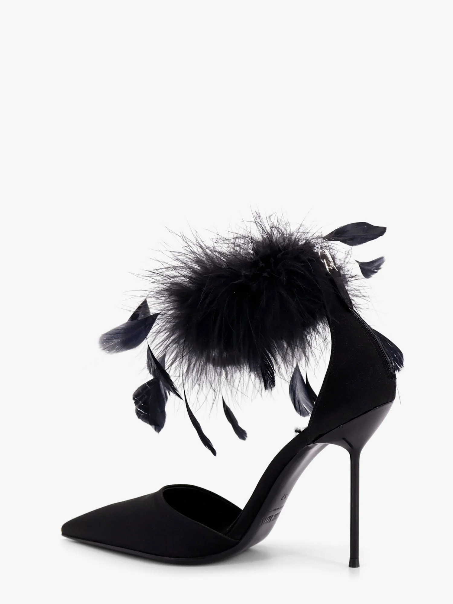 Paris Texas Lidia Satin Sandals With Feather Detail - Image 7