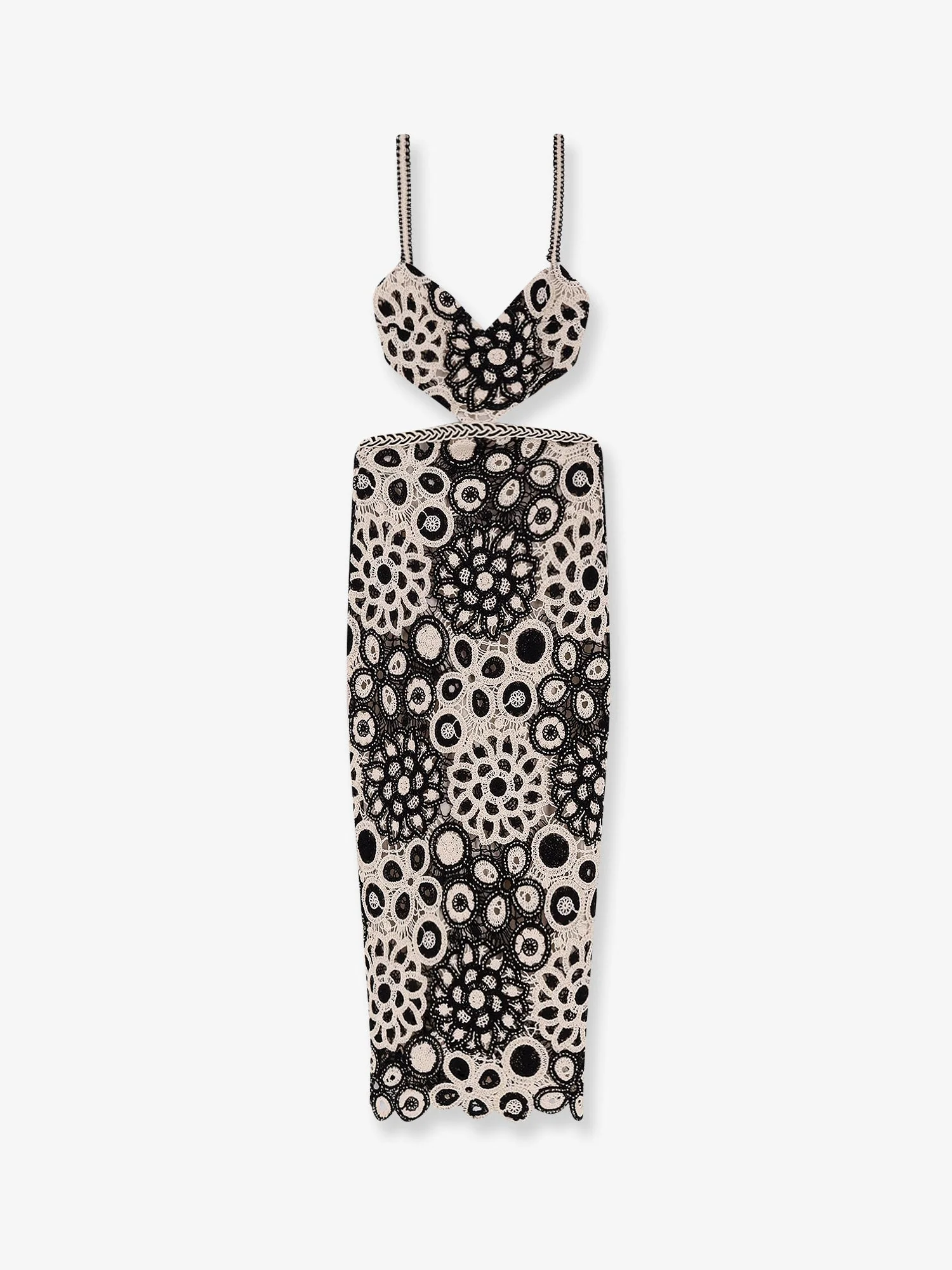 Patbo Long Crochet Dress With Floral Pattern