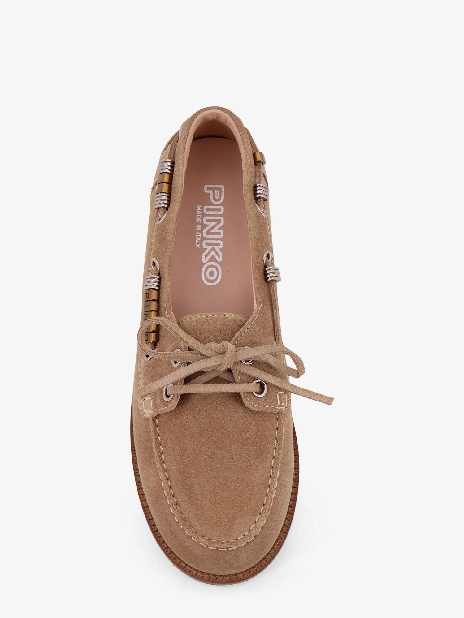 Pinko Grace Suede Loafers With Metal Lettering Logo - Image 10