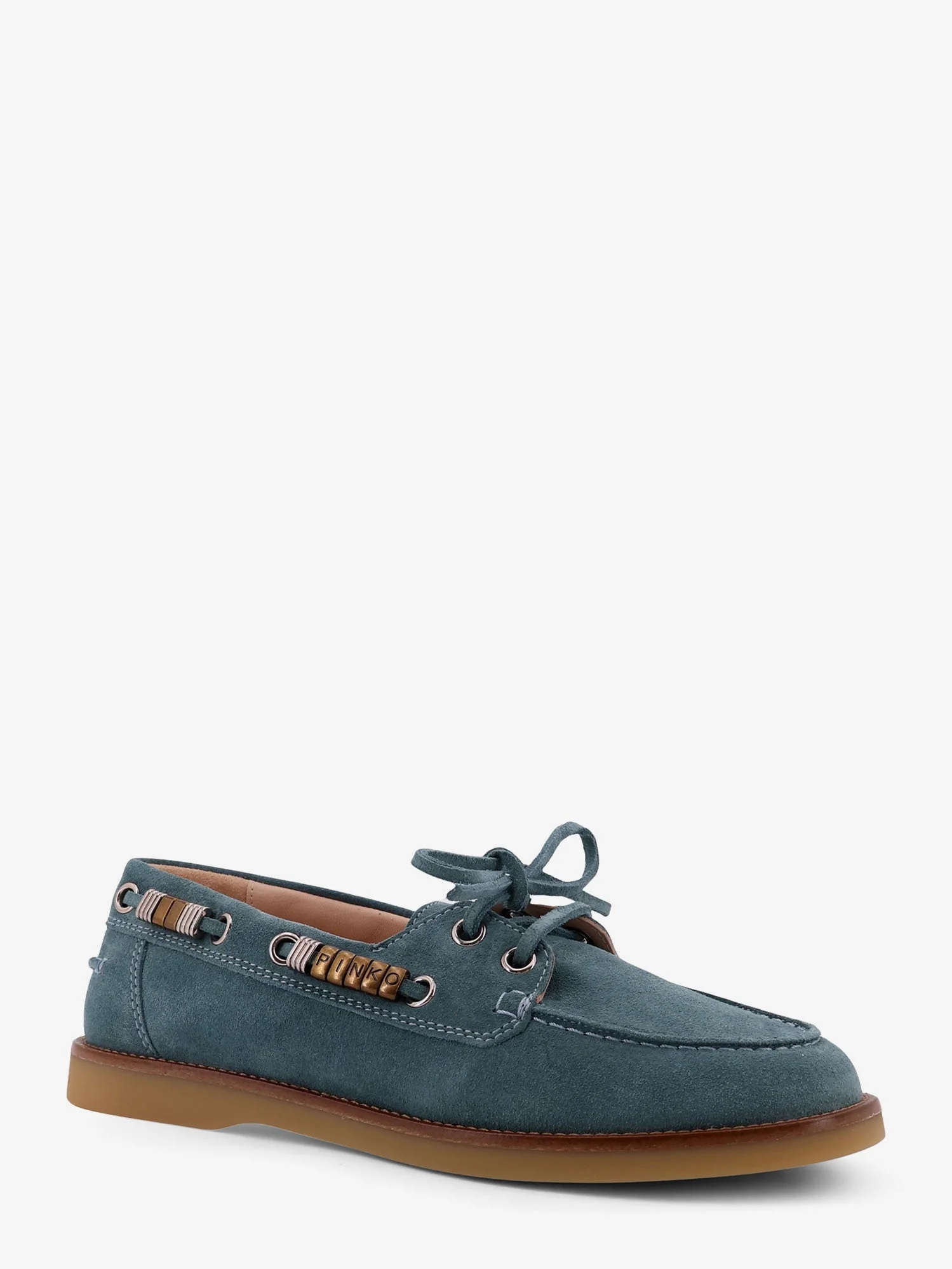 Pinko Grace Suede Loafers With Metal Lettering Logo - Image 2