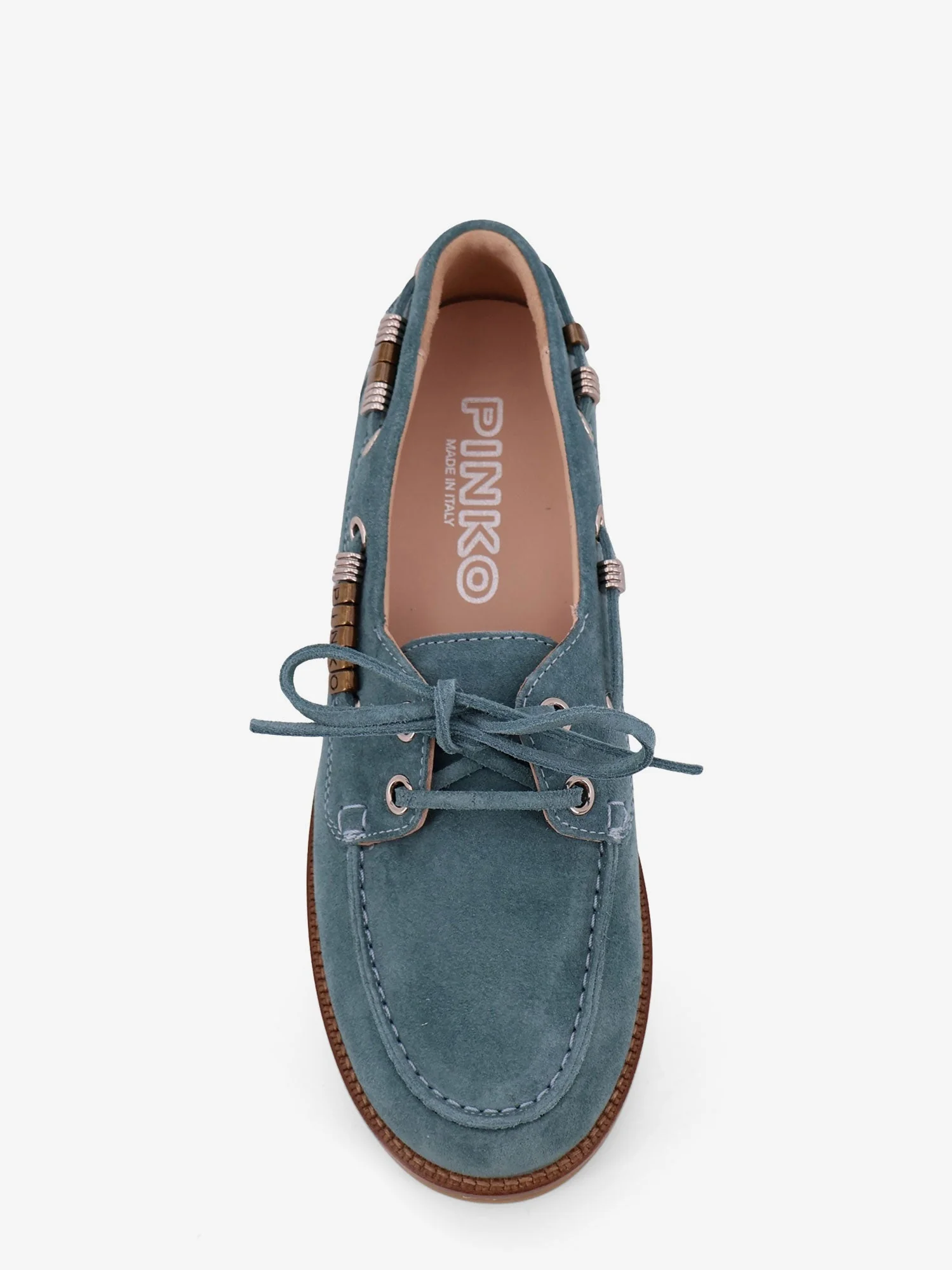Pinko Grace Suede Loafers With Metal Lettering Logo - Image 5