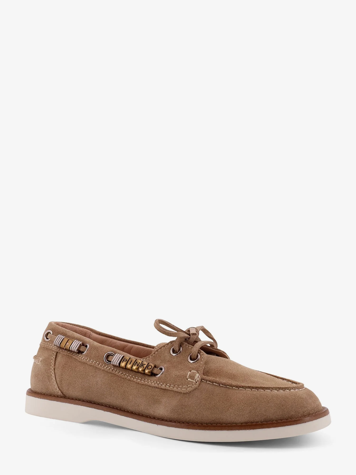 Pinko Grace Suede Loafers With Metal Lettering Logo - Image 7