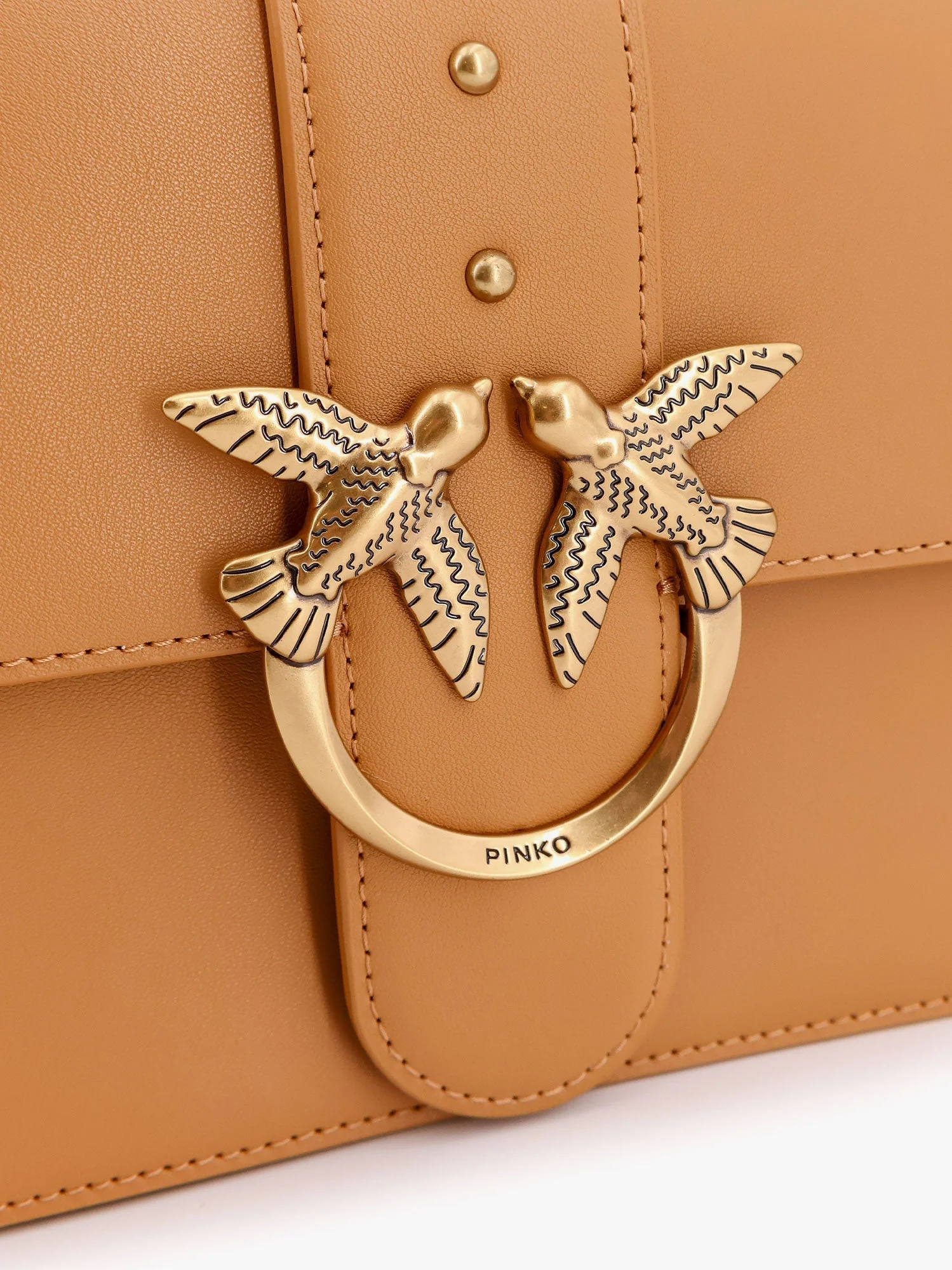 Pinko Leather Shoulder Bag With Love Birds Buckle - Image 10