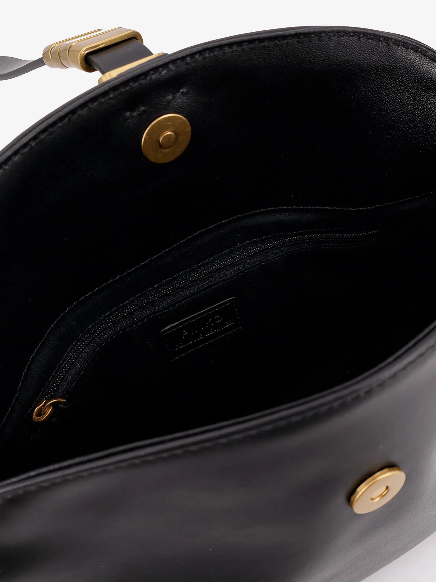 Pinko Leather Shoulder Bag With Metal Detail With Engraved Logo - Image 4