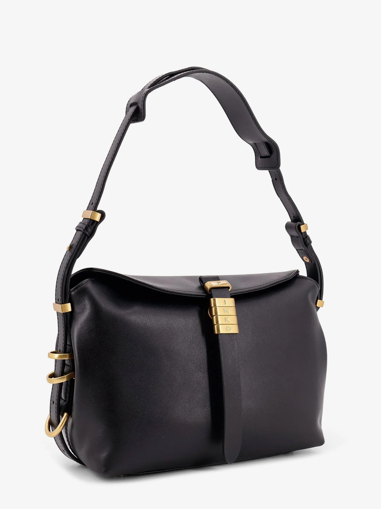 Pinko Leather Shoulder Bag With Metal Logo Detail - Image 3