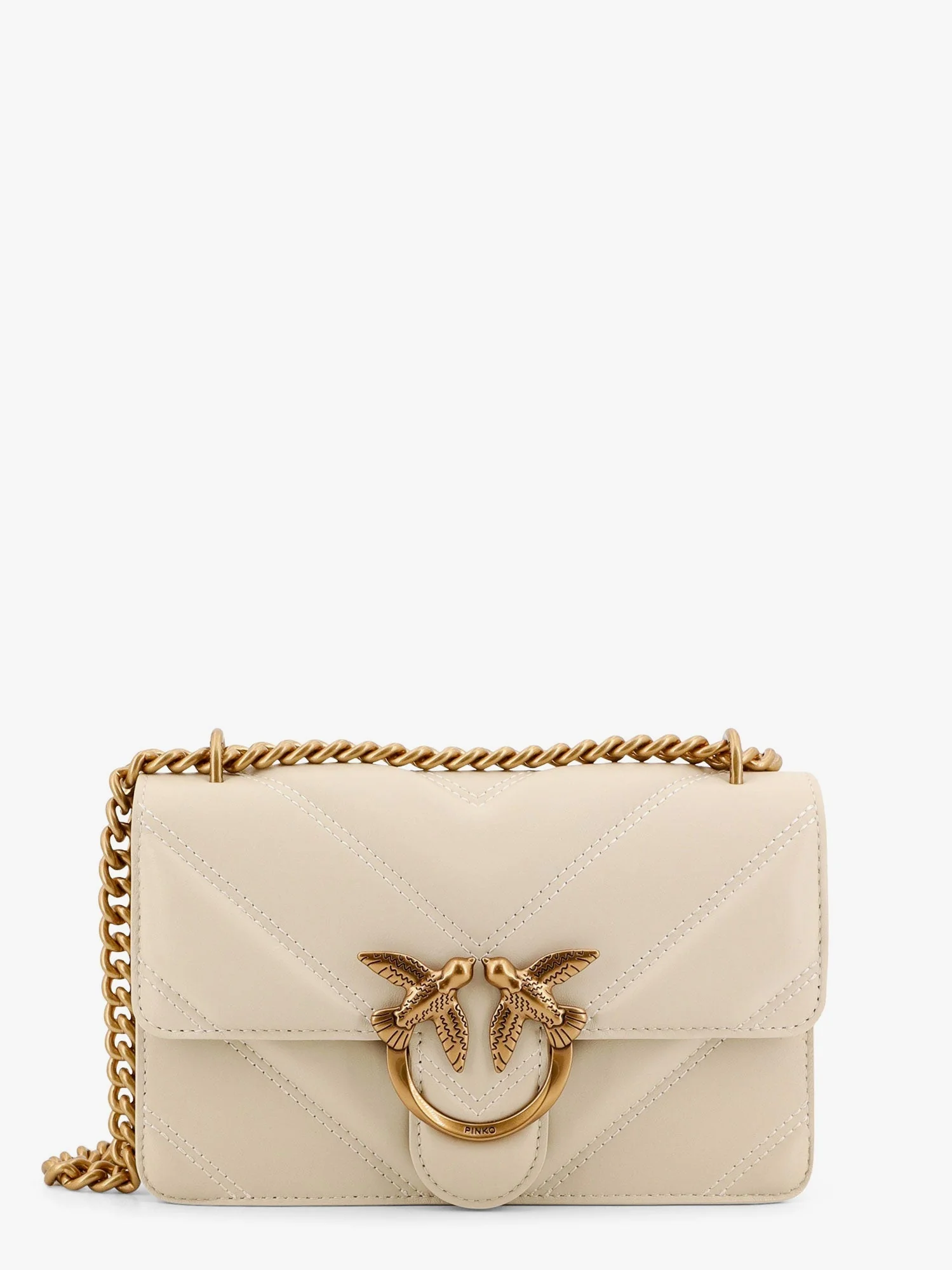 Pinko Matelassé Leather Shoulder Bag With Love Birds Buckle - Image 6