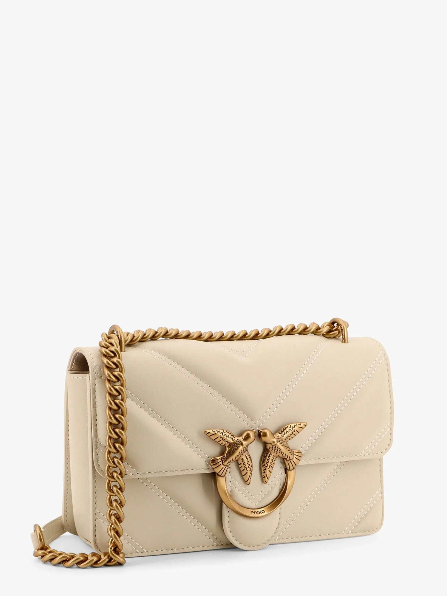 Pinko Matelassé Leather Shoulder Bag With Love Birds Buckle - Image 8