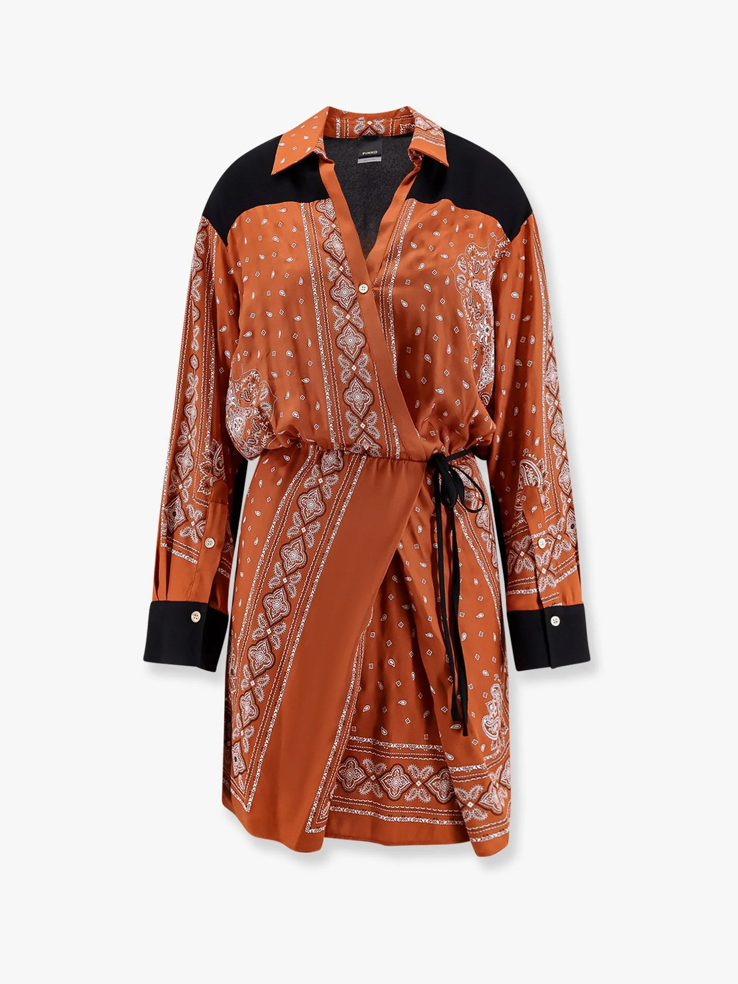 Pinko Mesopotamia Viscose Dress With Bandana Print And Georgette Profiles