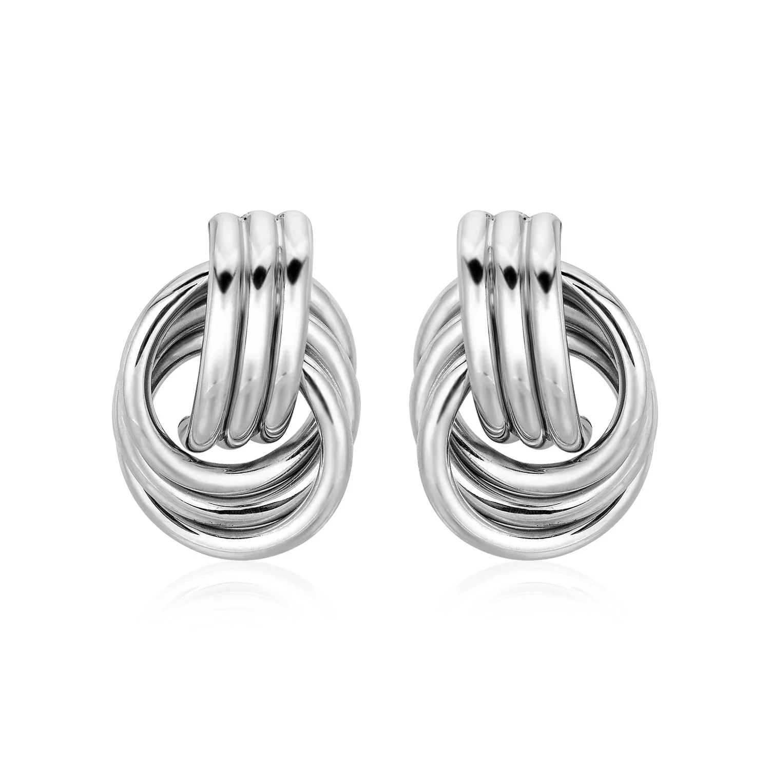 Polished Love Knot Earrings with Interlocking Rings (15mm)