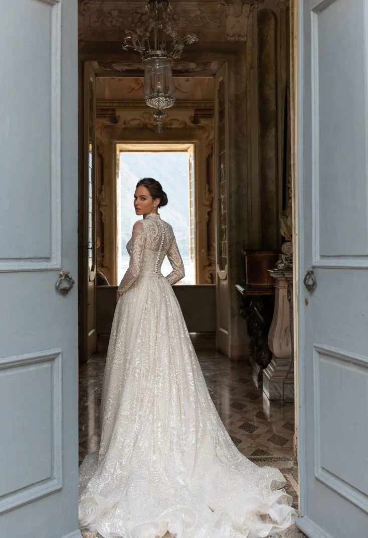 Daniela Long Sleeve Wedding Dress with Detachable Overskirt - Image 2