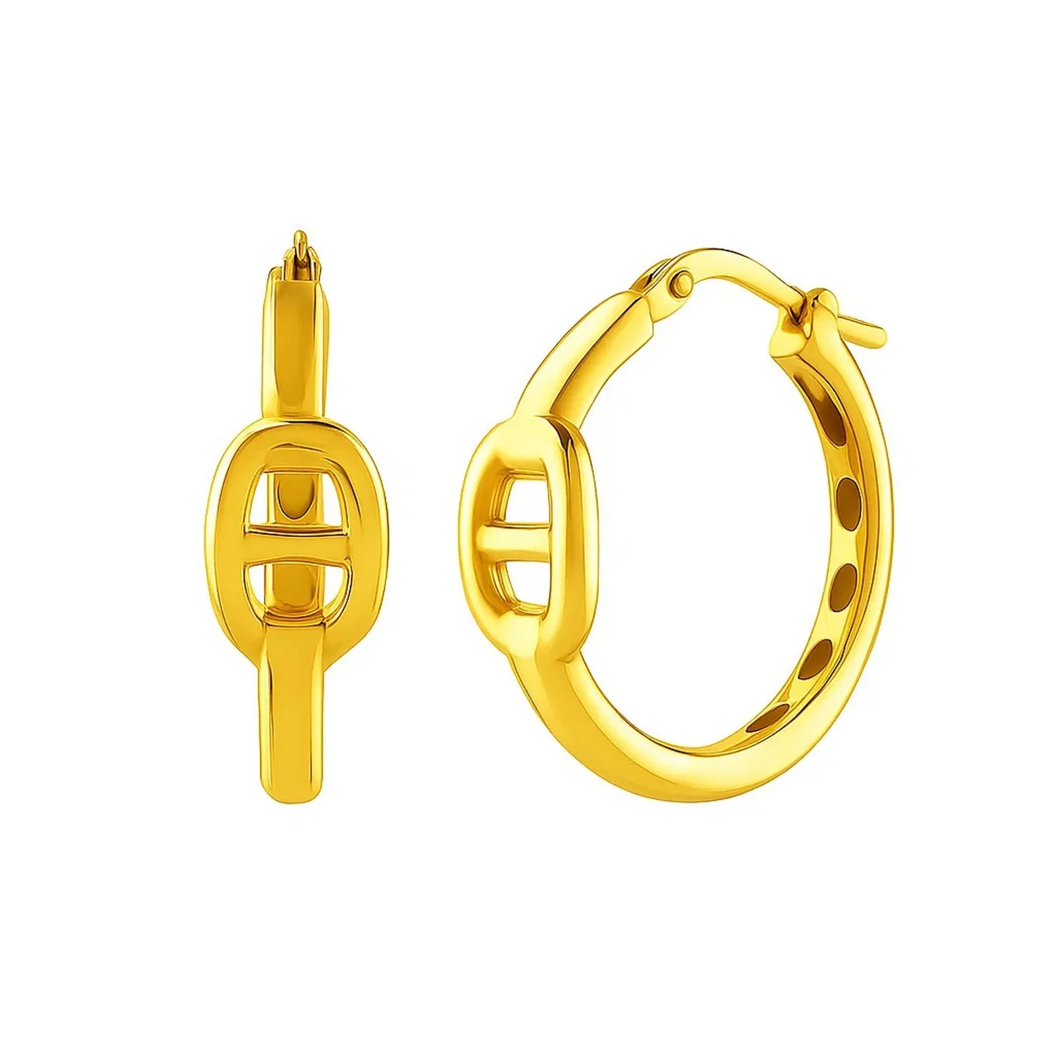Puff Mariner Hoop Earrings in 14K Yellow Gold (21mmx20mm) - Image 2