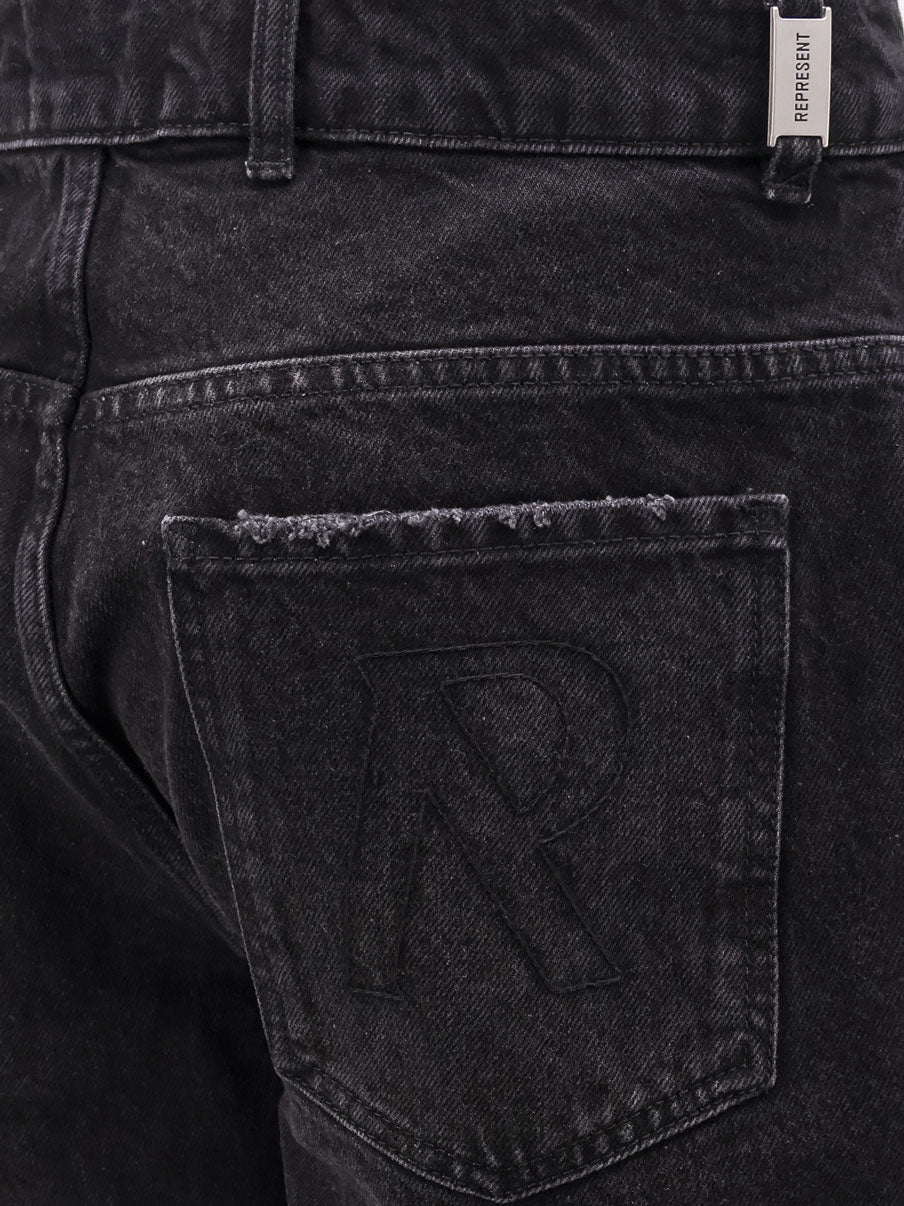 Represent Tailored Stone-Washed Denim Bermuda Shorts - Image 3