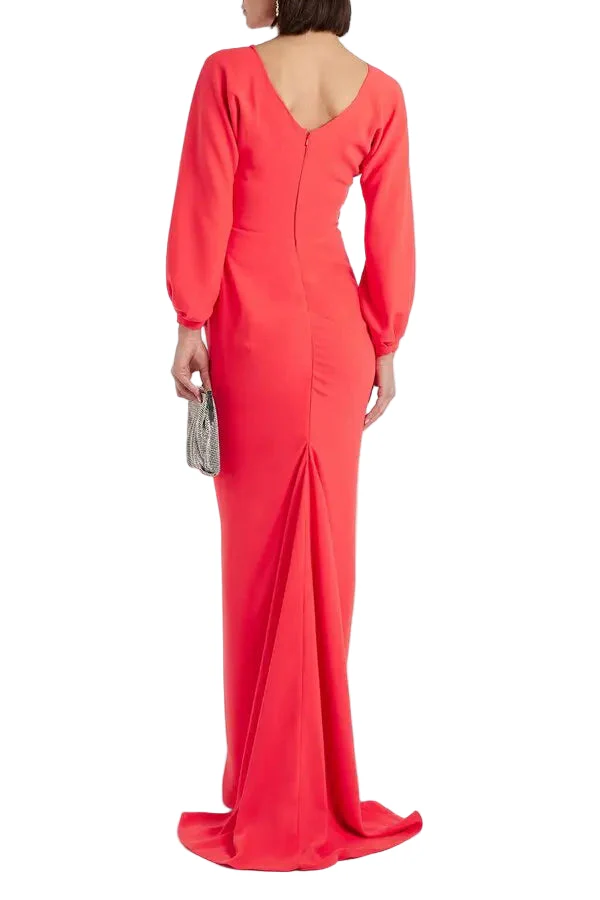 Rhea Costa Wrap Effect Crepe Gown in Scarlett Red - Image 3