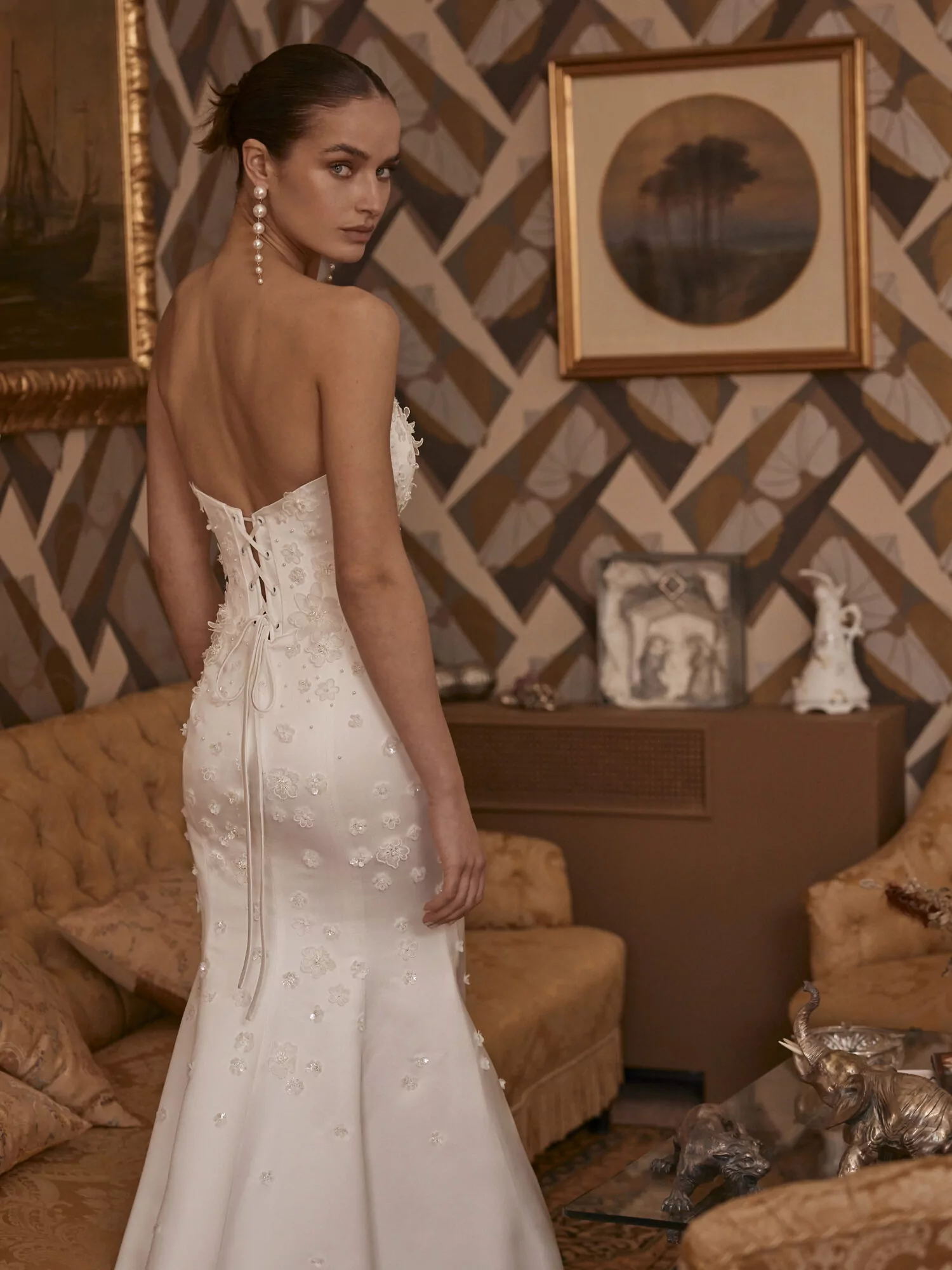 Euphemia Wedding Gown In Ivory Satin - Image 5