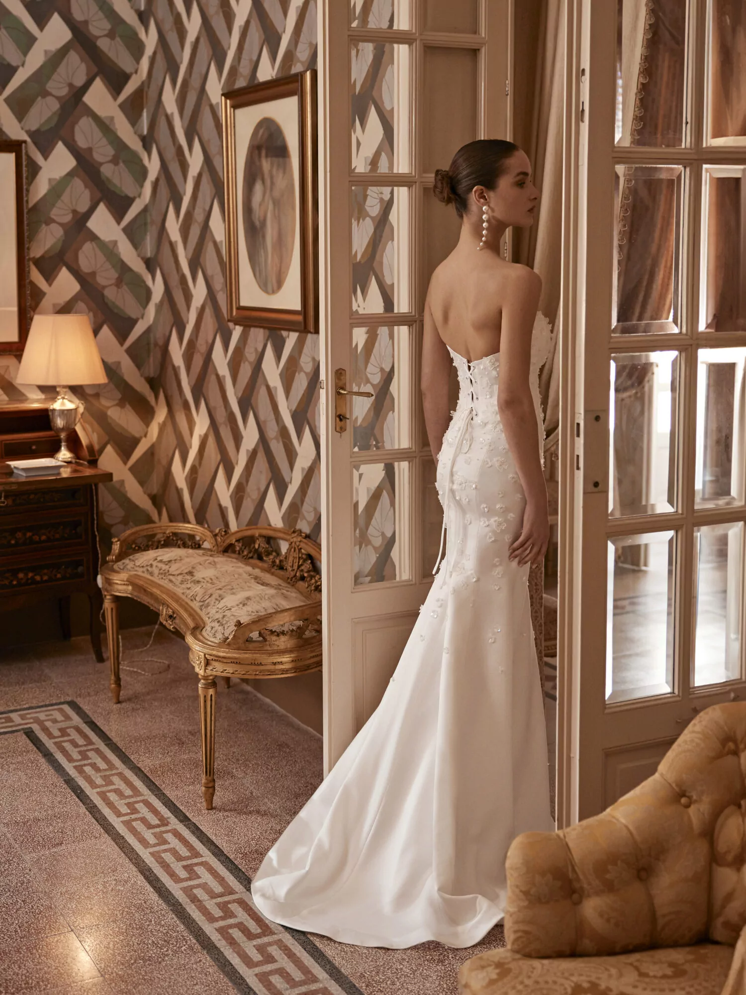 Euphemia Wedding Gown In Ivory Satin - Image 6