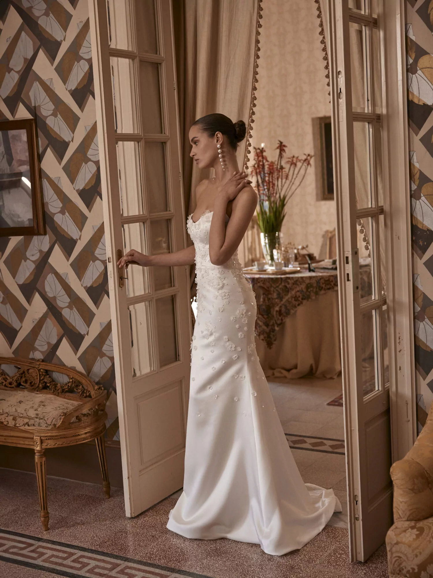 Euphemia Wedding Gown In Ivory Satin - Image 7