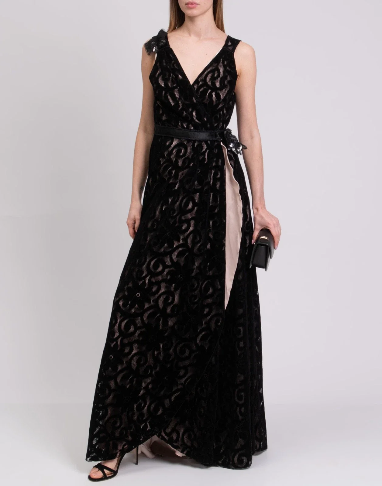 Rita Mennoia Velour and Mesh Evening Dress - Image 2