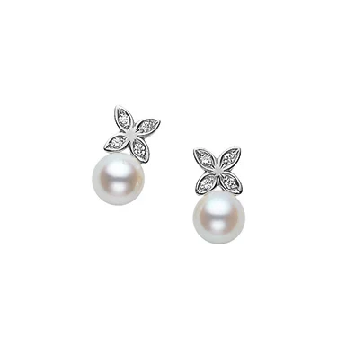 Rosa Clará Pearl and Cubic Zirconia Stud Earrings in Sterling Silver - Image 3