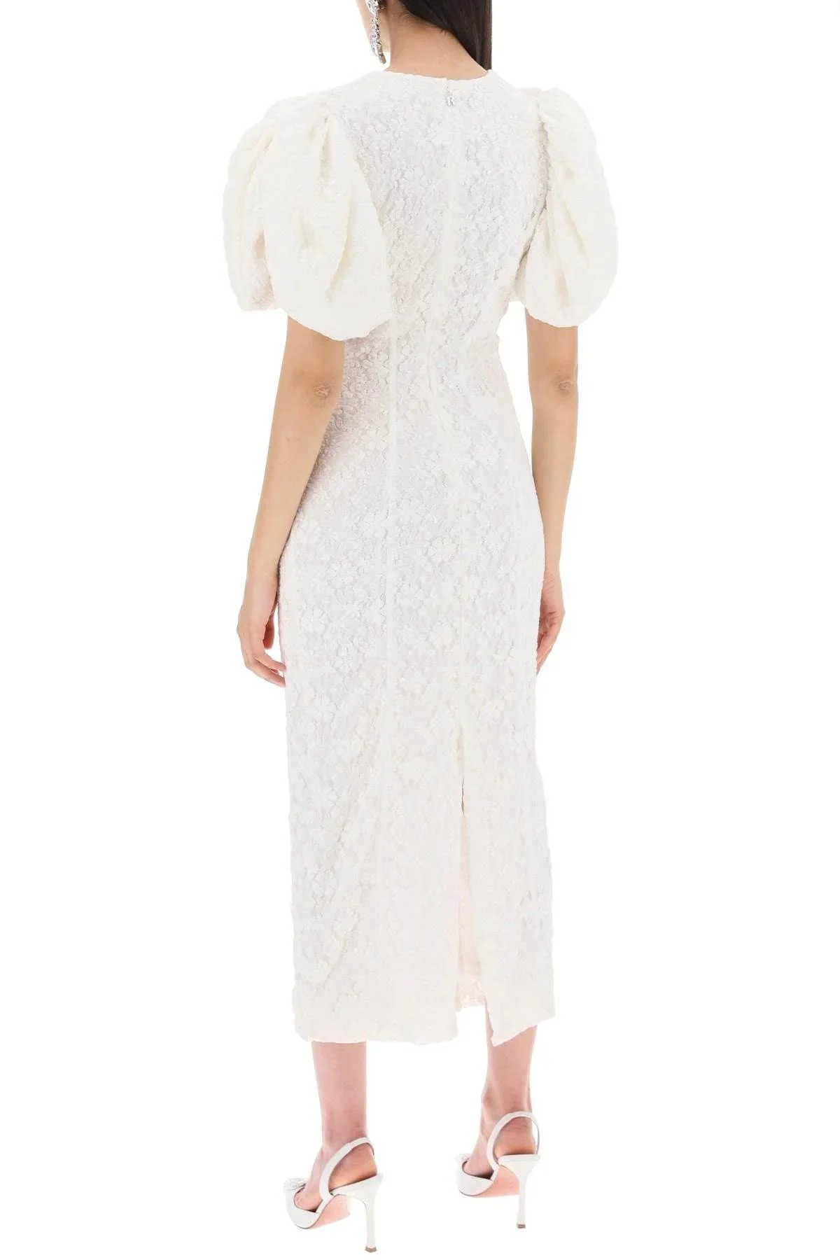 Rotate Midi Lace Dress In White - Image 3