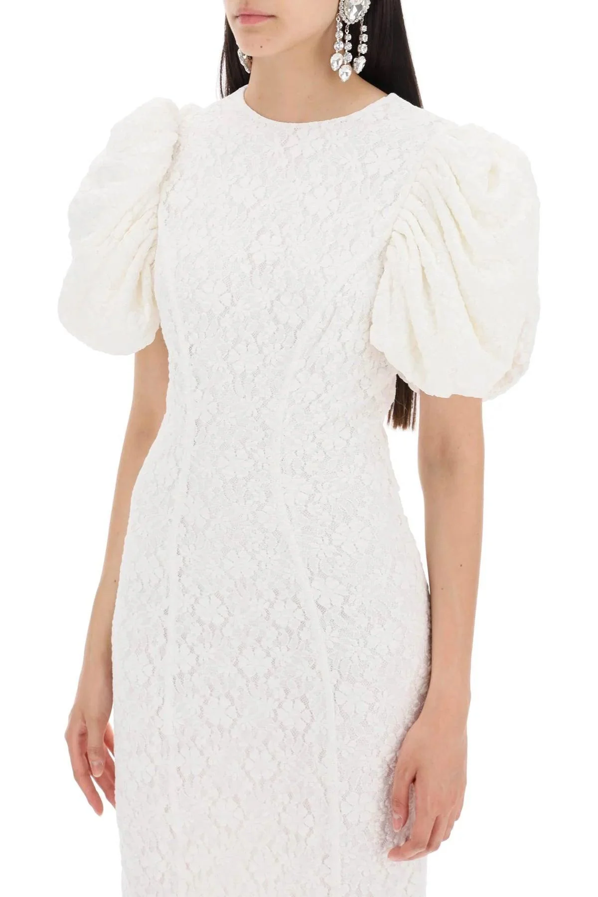 Rotate Midi Lace Dress In White - Image 4