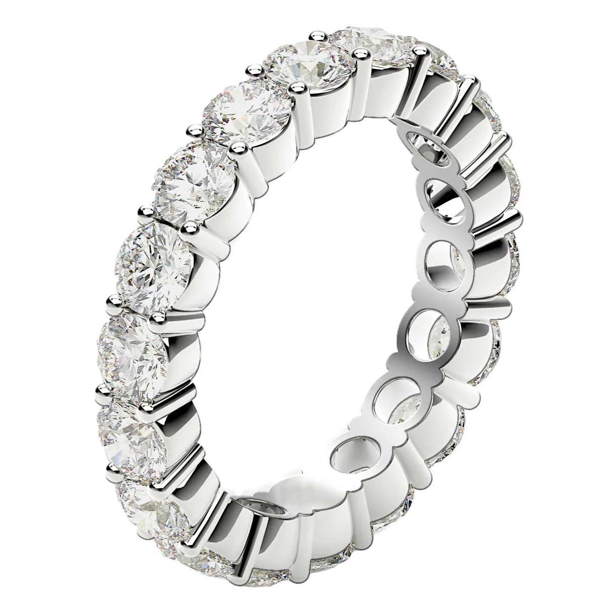 Round Cut Lab Grown Diamond Eternity Ring in 14k White Gold (2 cttw FG/VS2) - Image 4