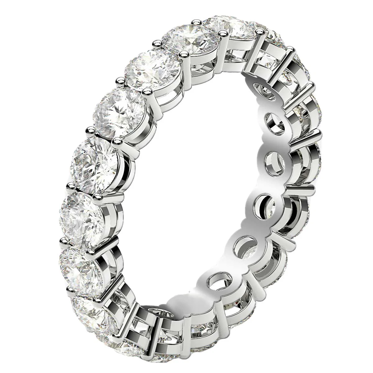 Round Cut Lab Grown Diamond Eternity Ring in 14k White Gold (2 cttw FG/VS2) - Image 4