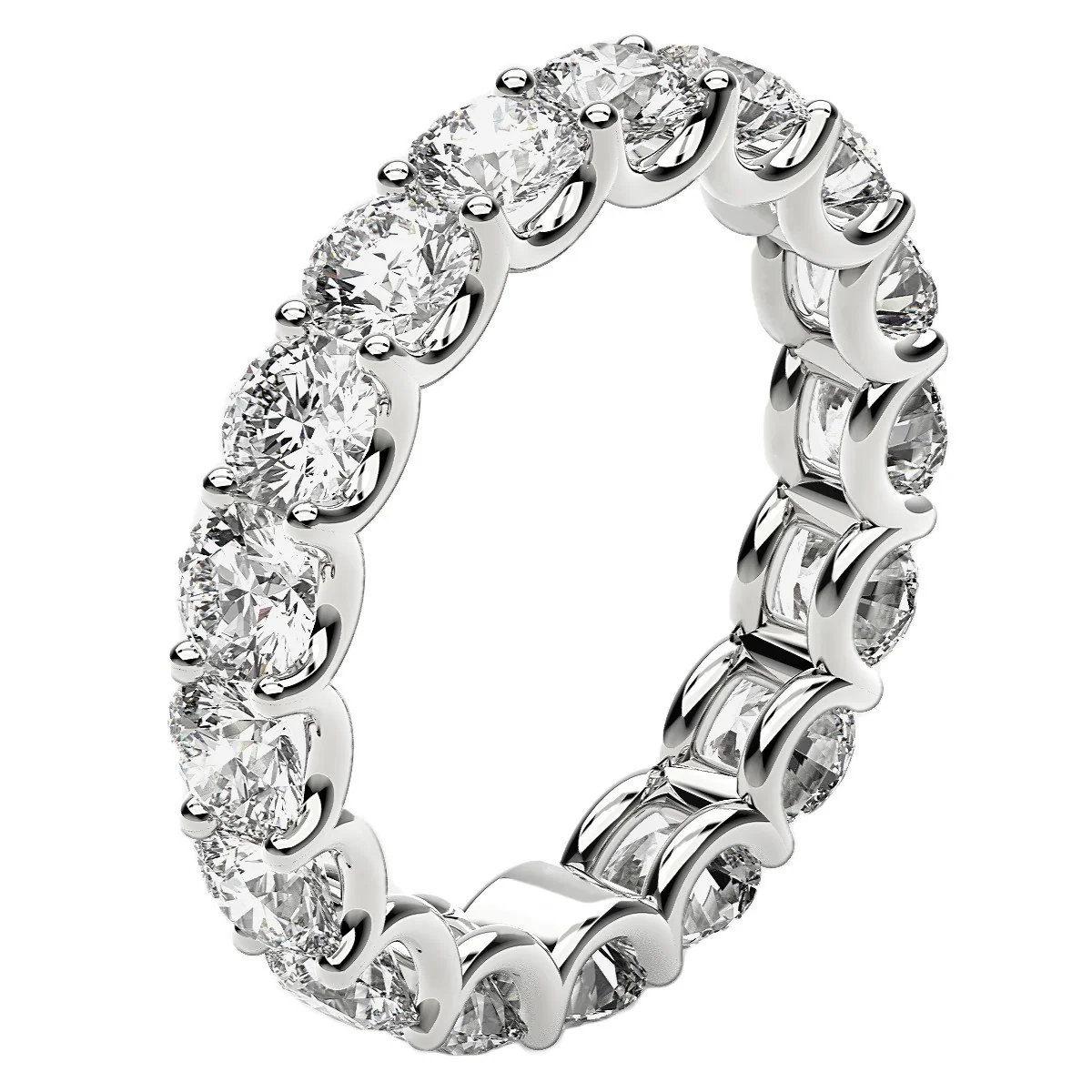 Round Cut Lab Grown Diamond Eternity Ring in 14k White Gold (3 cttw FG/VS2) - Image 4