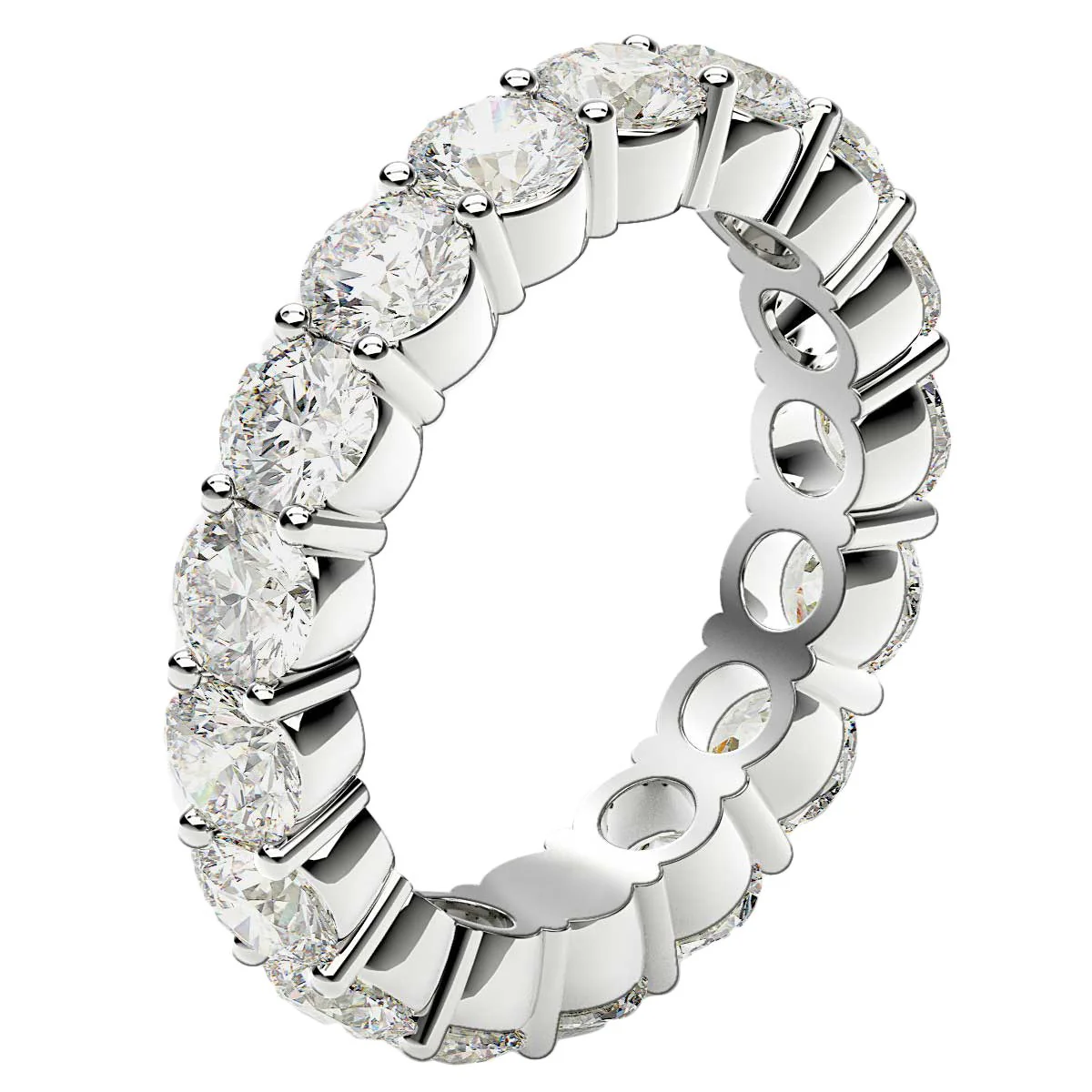 Round Cut Lab Grown Diamond Eternity Ring in 14k White Gold (3 cttw FG/VS2) - Image 4