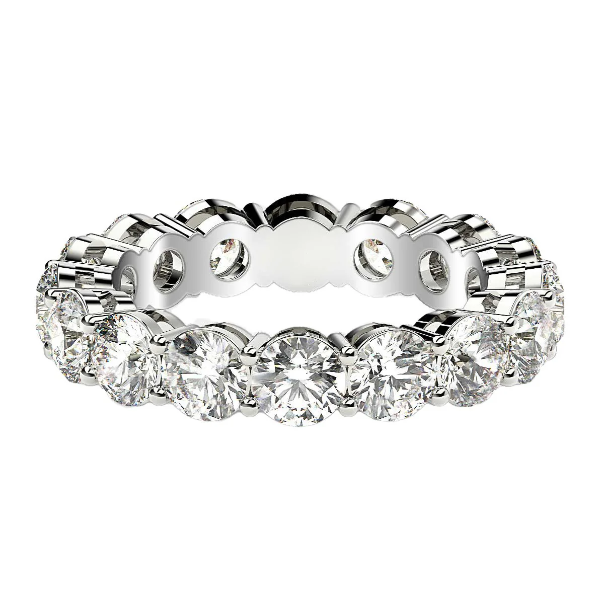 Round Cut Lab Grown Diamond Eternity Ring in 14k White Gold (4 cttw FG/VS2) - Image 2