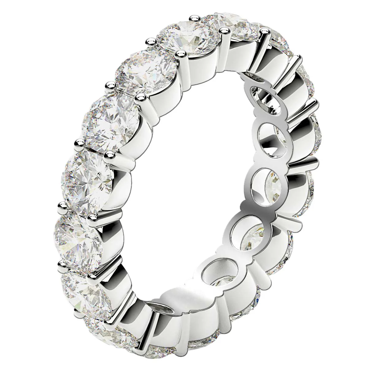 Round Cut Lab Grown Diamond Eternity Ring in 14k White Gold (4 cttw FG/VS2) - Image 4