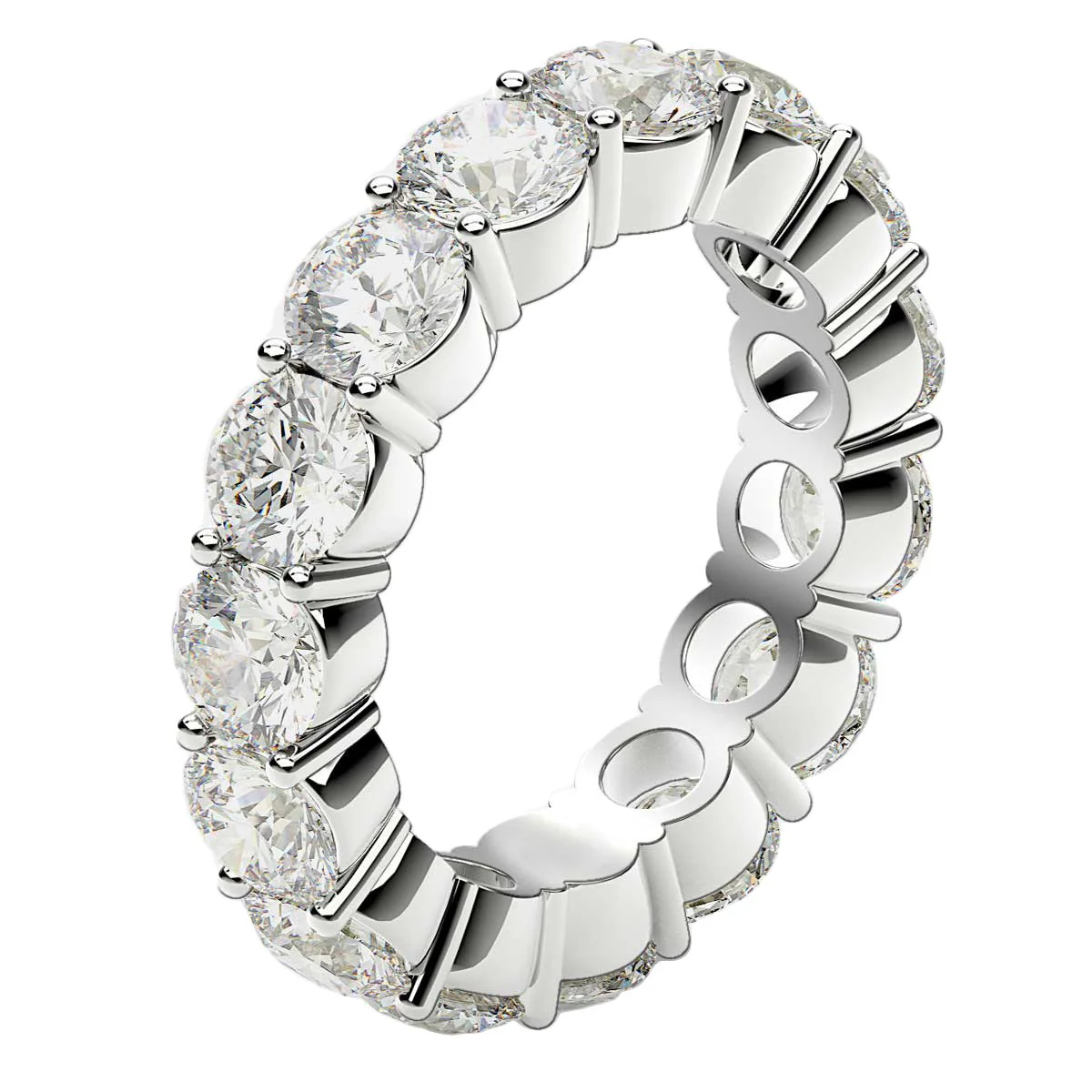 Round Cut Lab Grown Diamond Eternity Ring in 14k White Gold (5 cttw FG/VS2) - Image 4