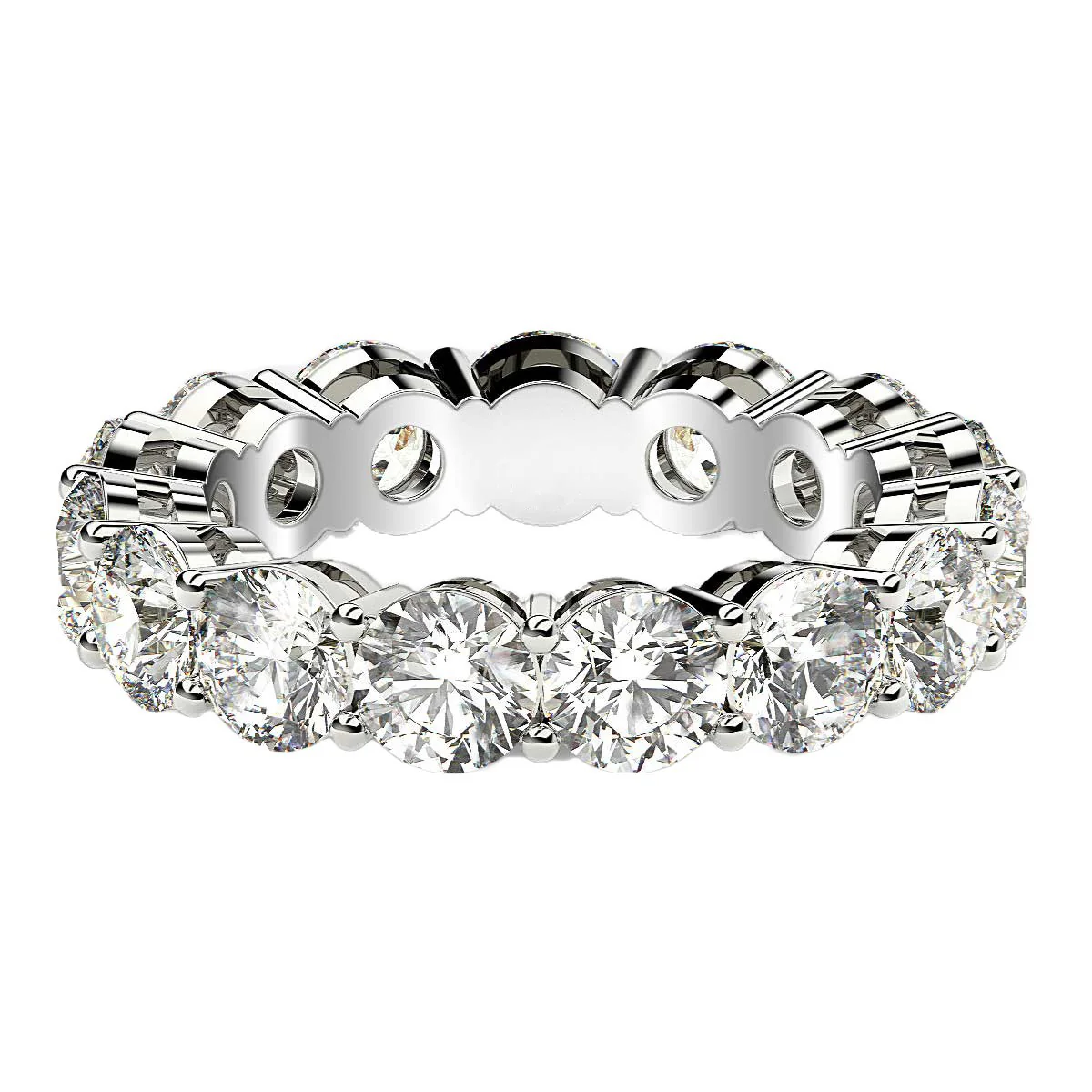 Round Cut Lab Grown Diamond Eternity Ring in 14k White Gold (5 cttw FG/VS2) - Image 2