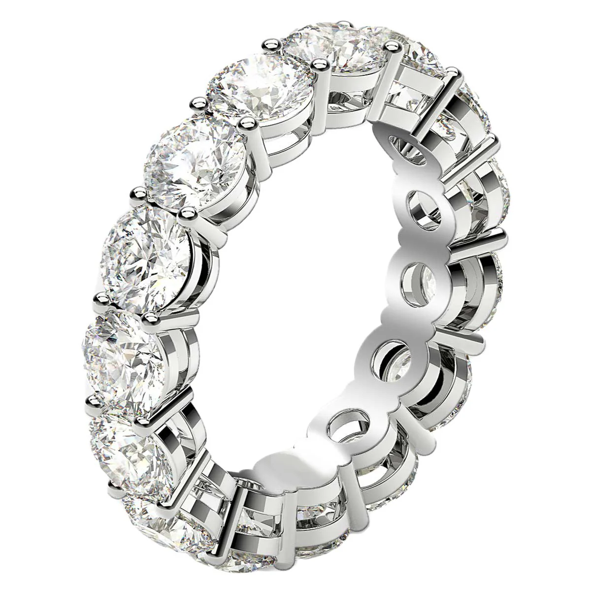Round Cut Lab Grown Diamond Eternity Ring in 14k White Gold (5 cttw FG/VS2) - Image 4
