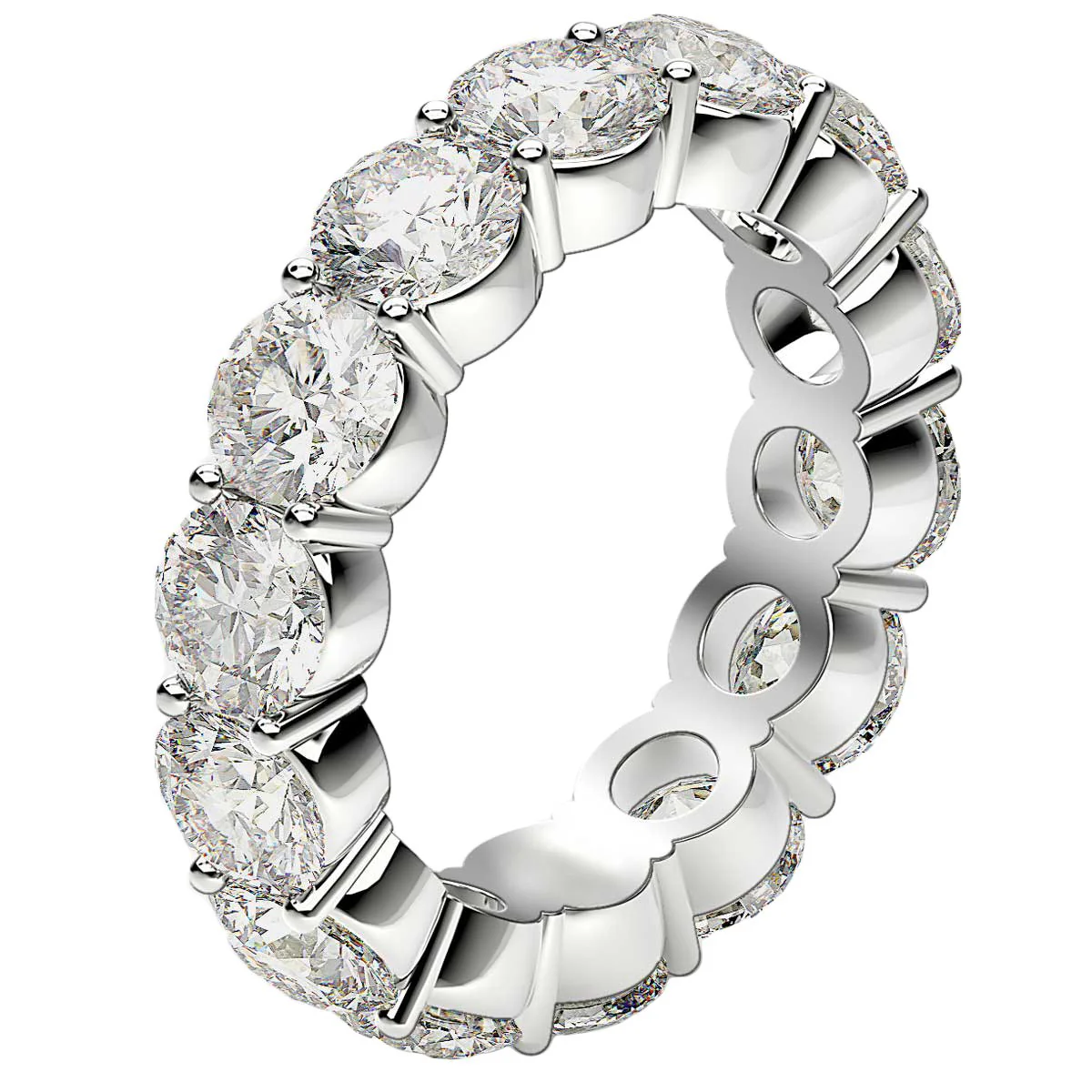 Round Cut Lab Grown Diamond Eternity Ring in 14k White Gold (6 cttw FG/VS2) - Image 4