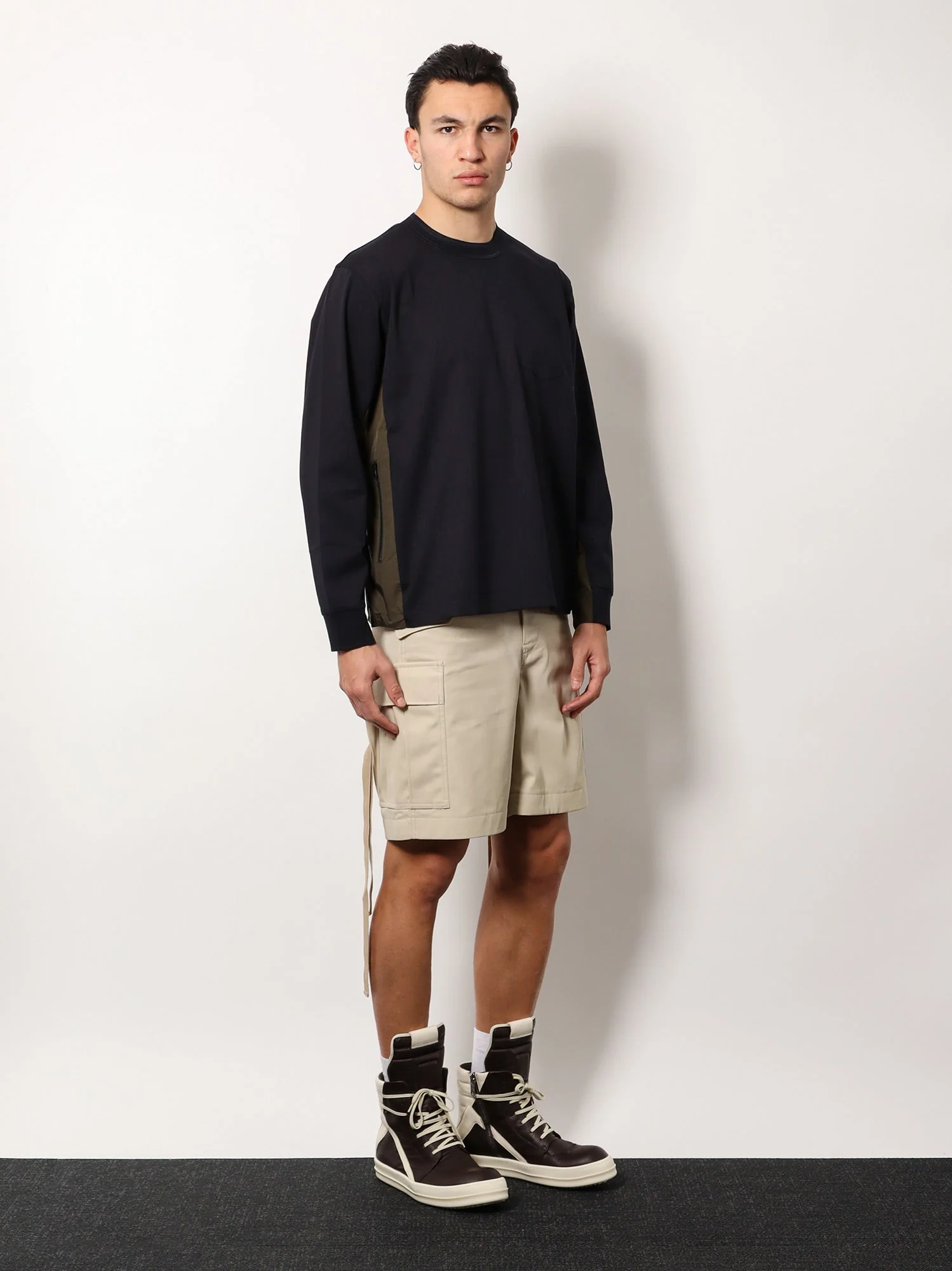 Sacai Cotton T-Shirt With Nylon Insert - Image 2