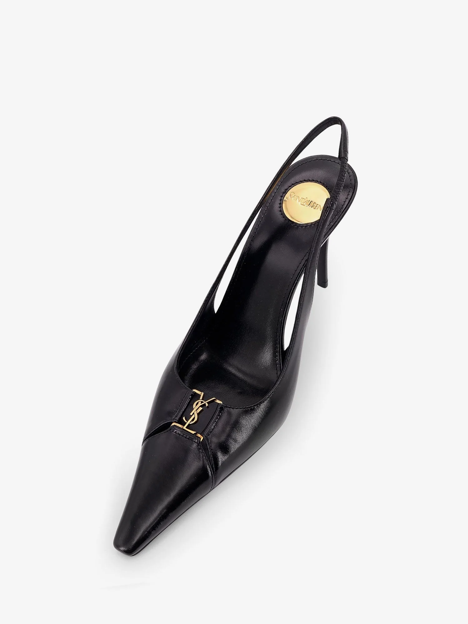 Saint Laurent Babylone 90 Pum Leather Slingback Pumps - Image 4