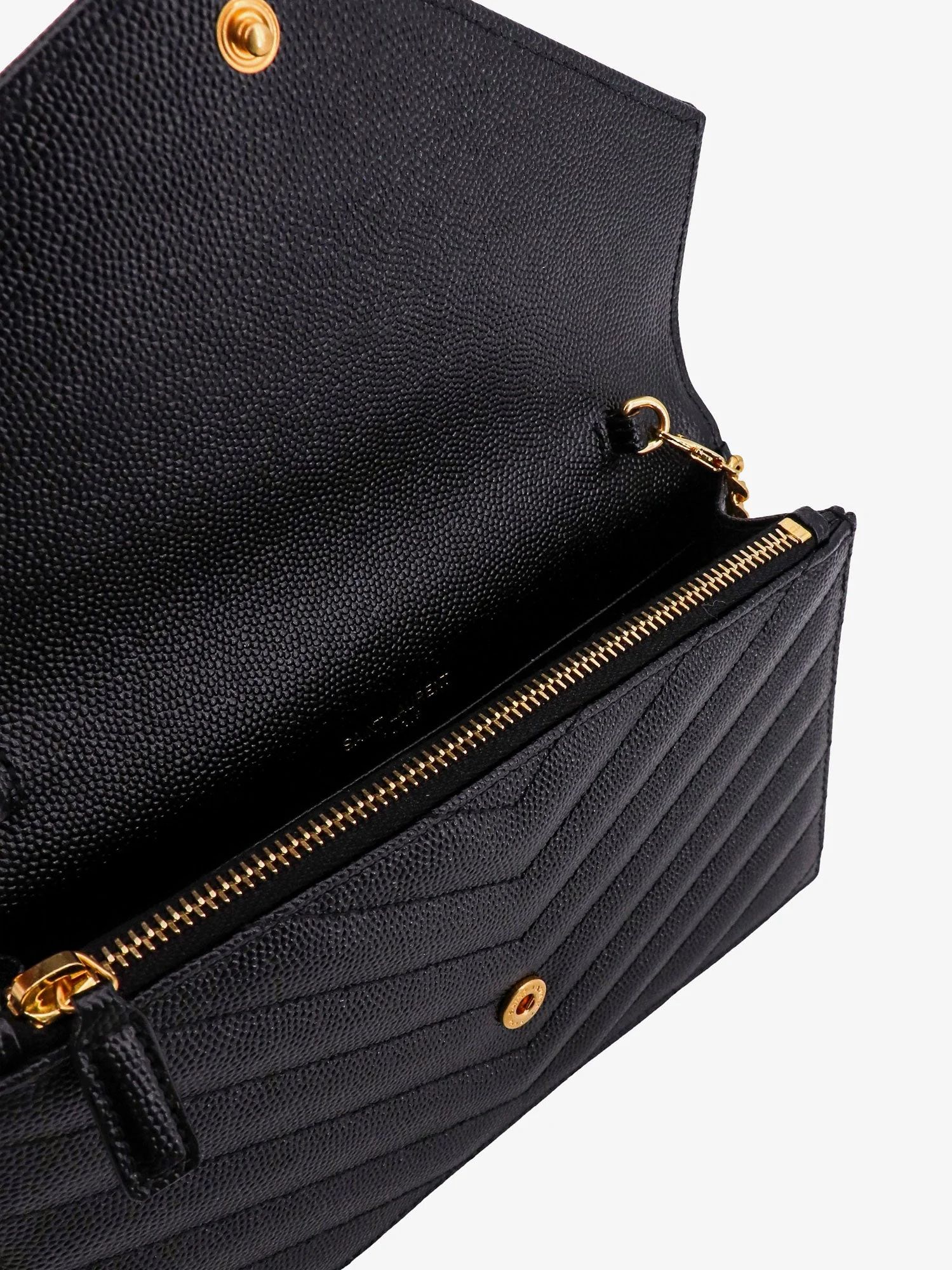 Saint Laurent Envelope Grain-De-Poudre Leather Clutch Bag - Image 10