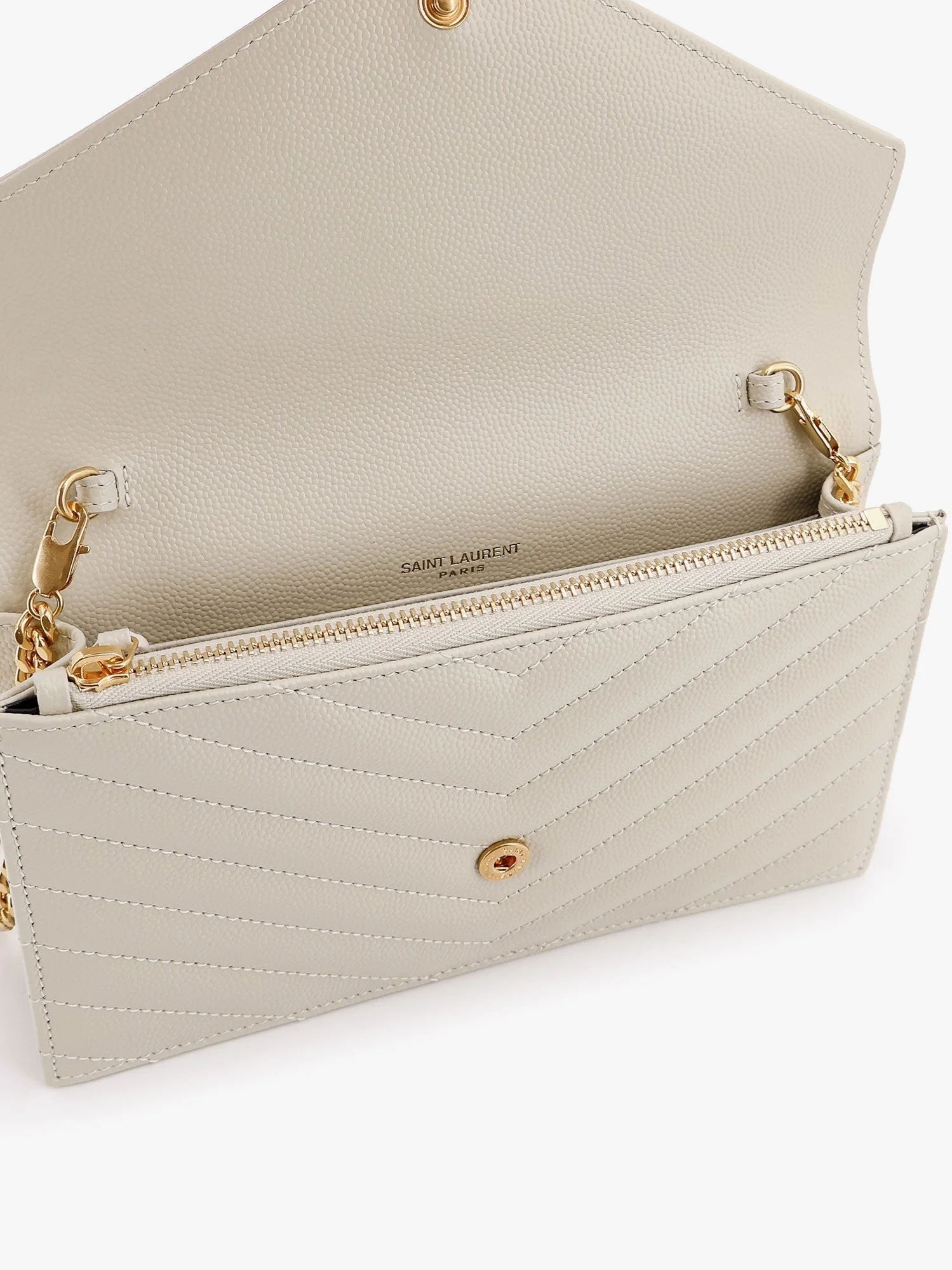 Saint Laurent Envelope Grain-De-Poudre Leather Clutch Bag - Image 5