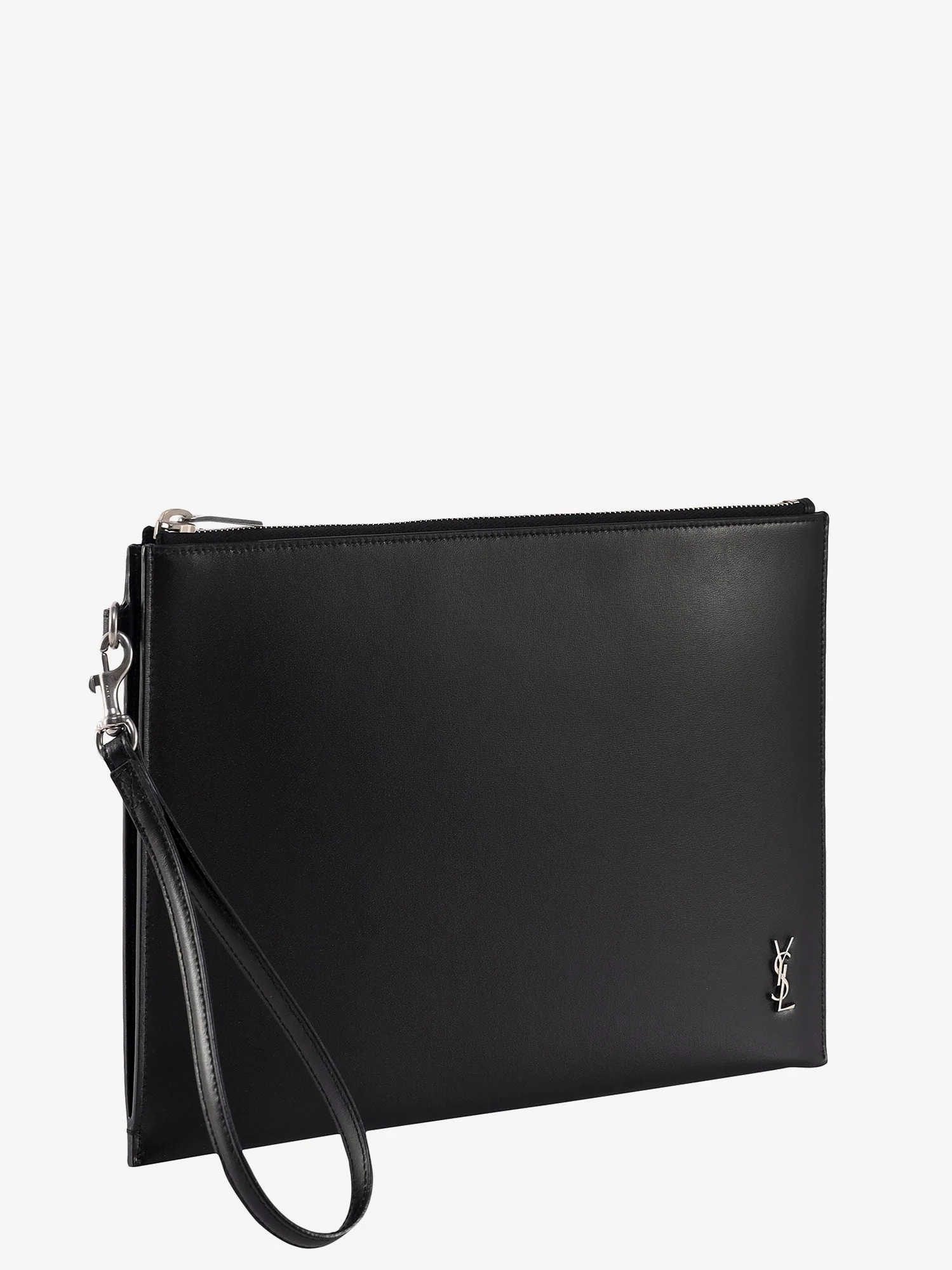Saint Laurent Leather Clutch With Monogram Detail - Image 4