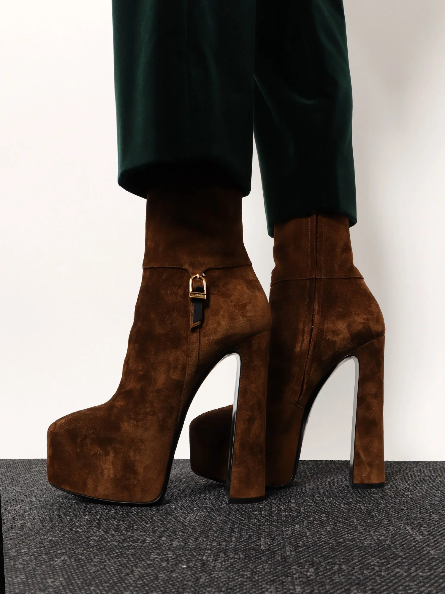 Saint Laurent Nico Suede Plateau Ankle Boots - Image 2