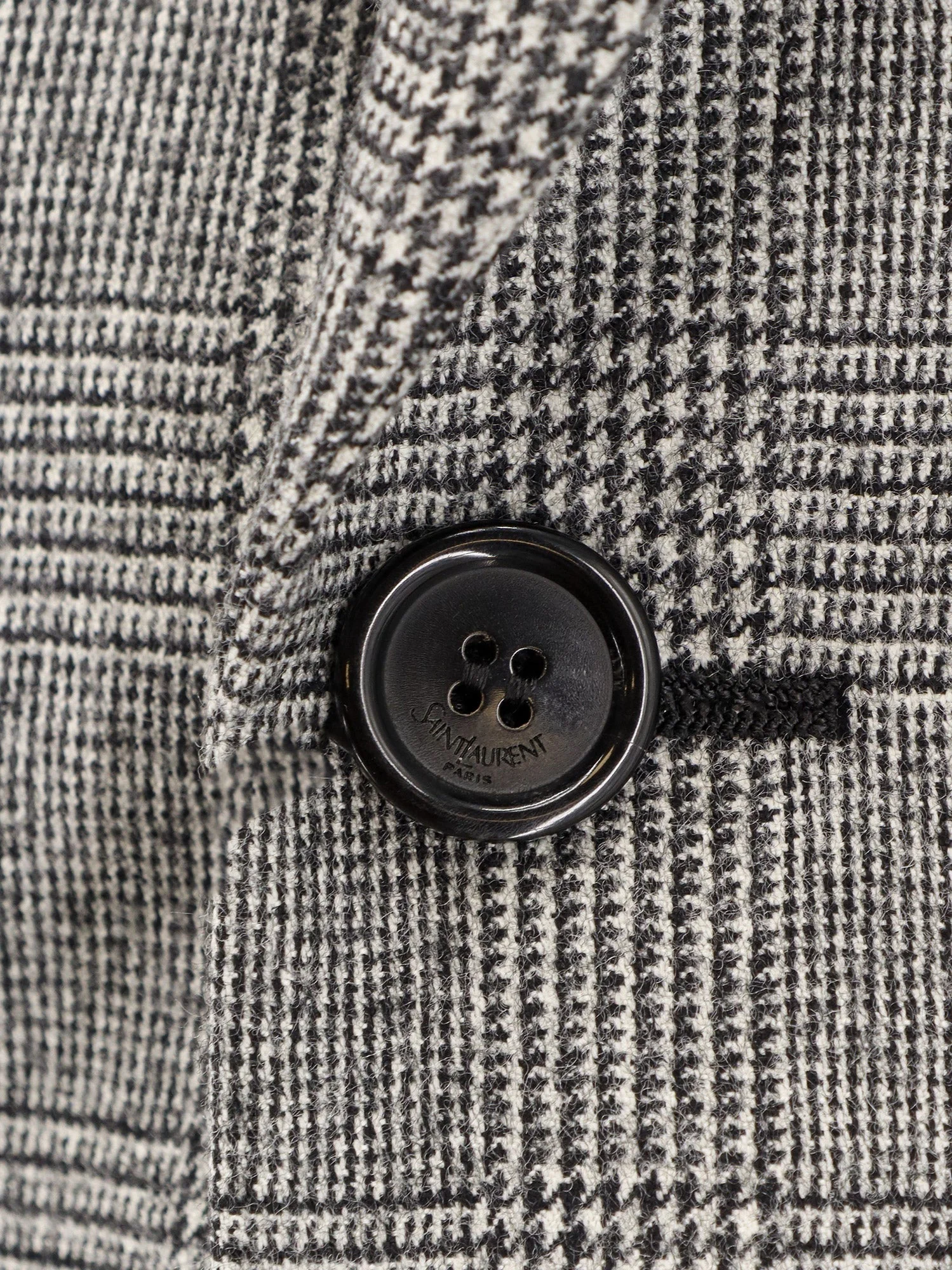 Saint Laurent Prince Of Wales Wool Blazer - Image 3