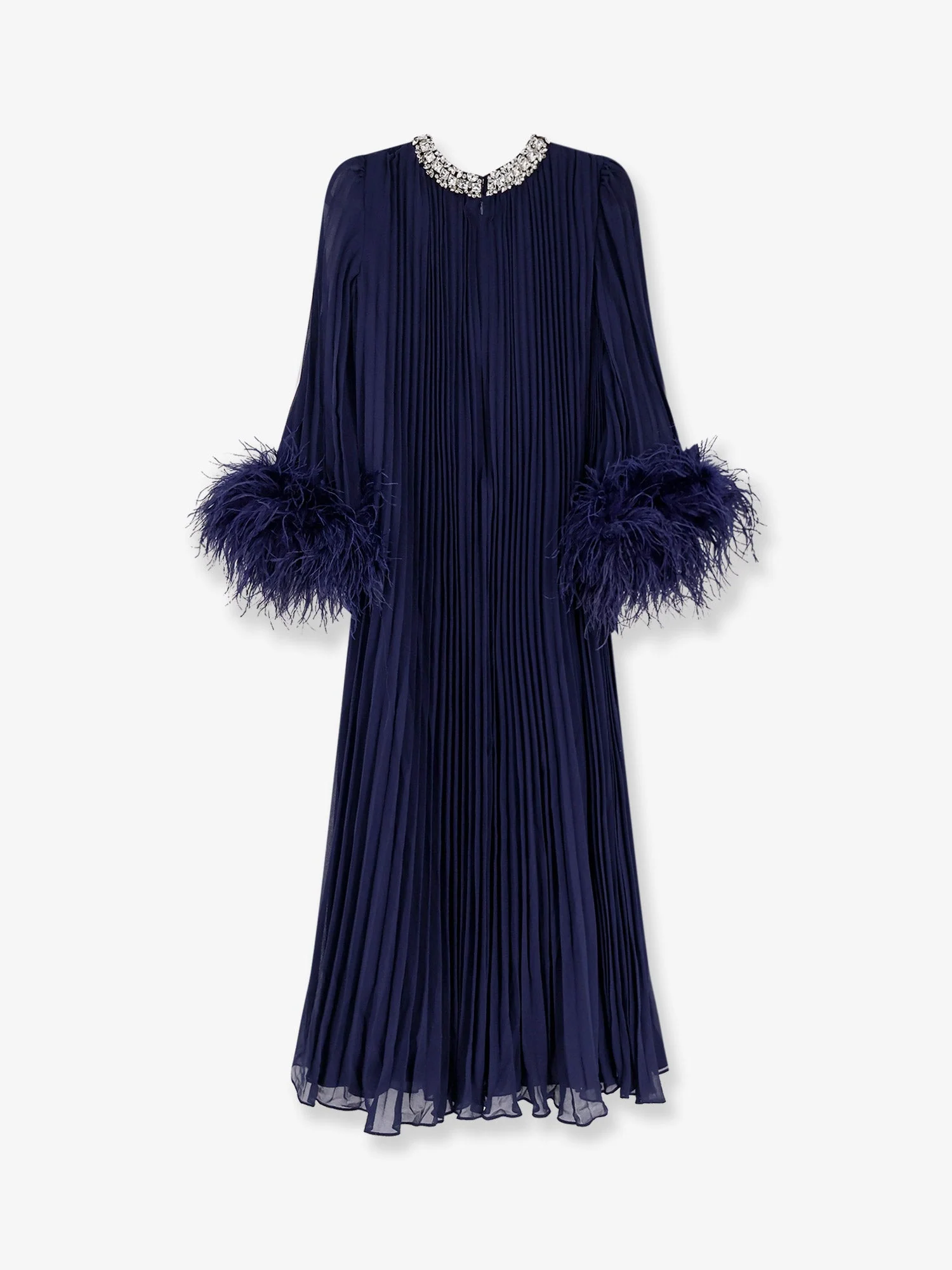 Self Portrait Chiffon Long Dress With Ostrich Feathers - Image 2