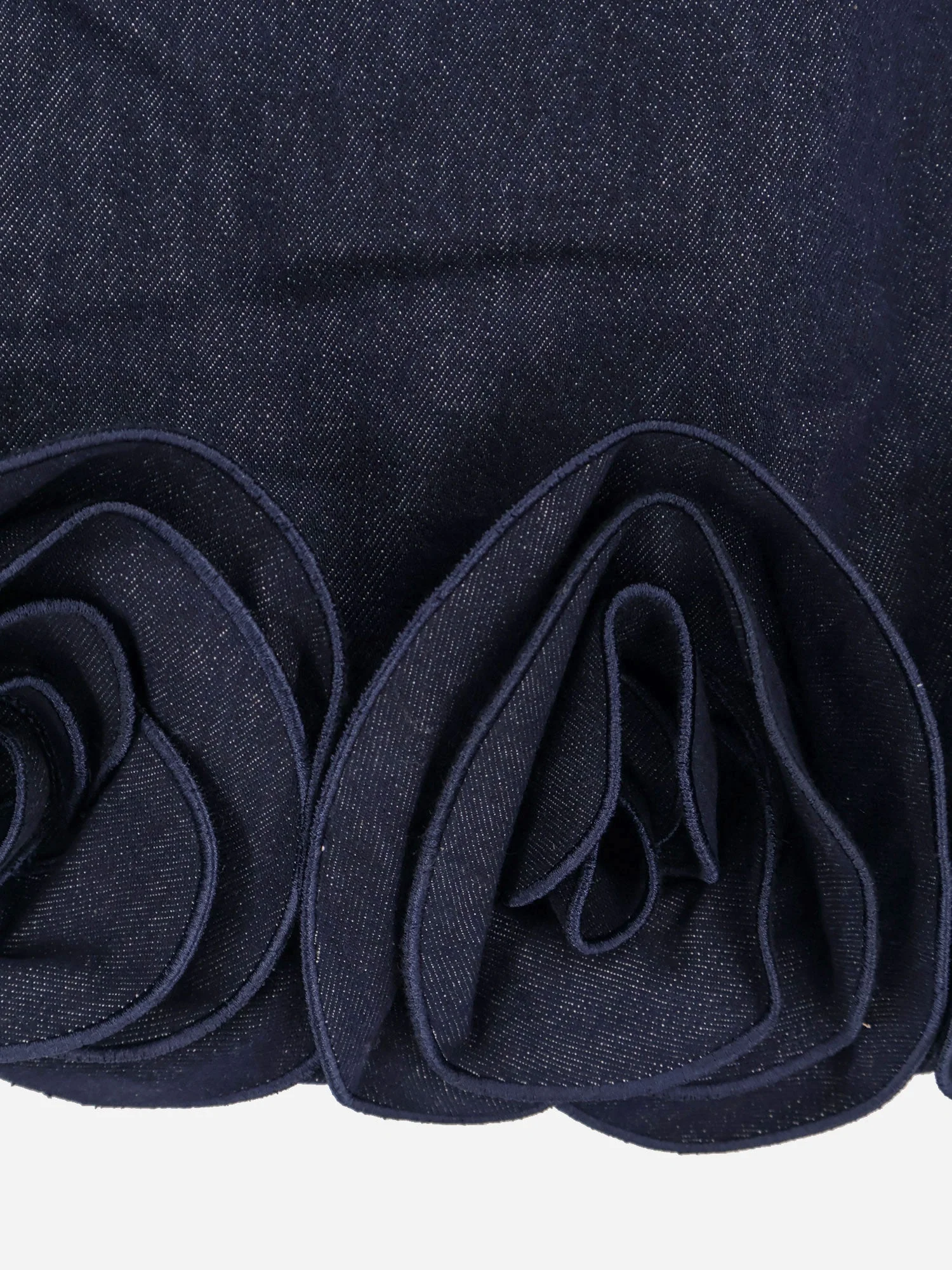 Self Portrait Denim Mini Dress With 3D Flowers - Image 3