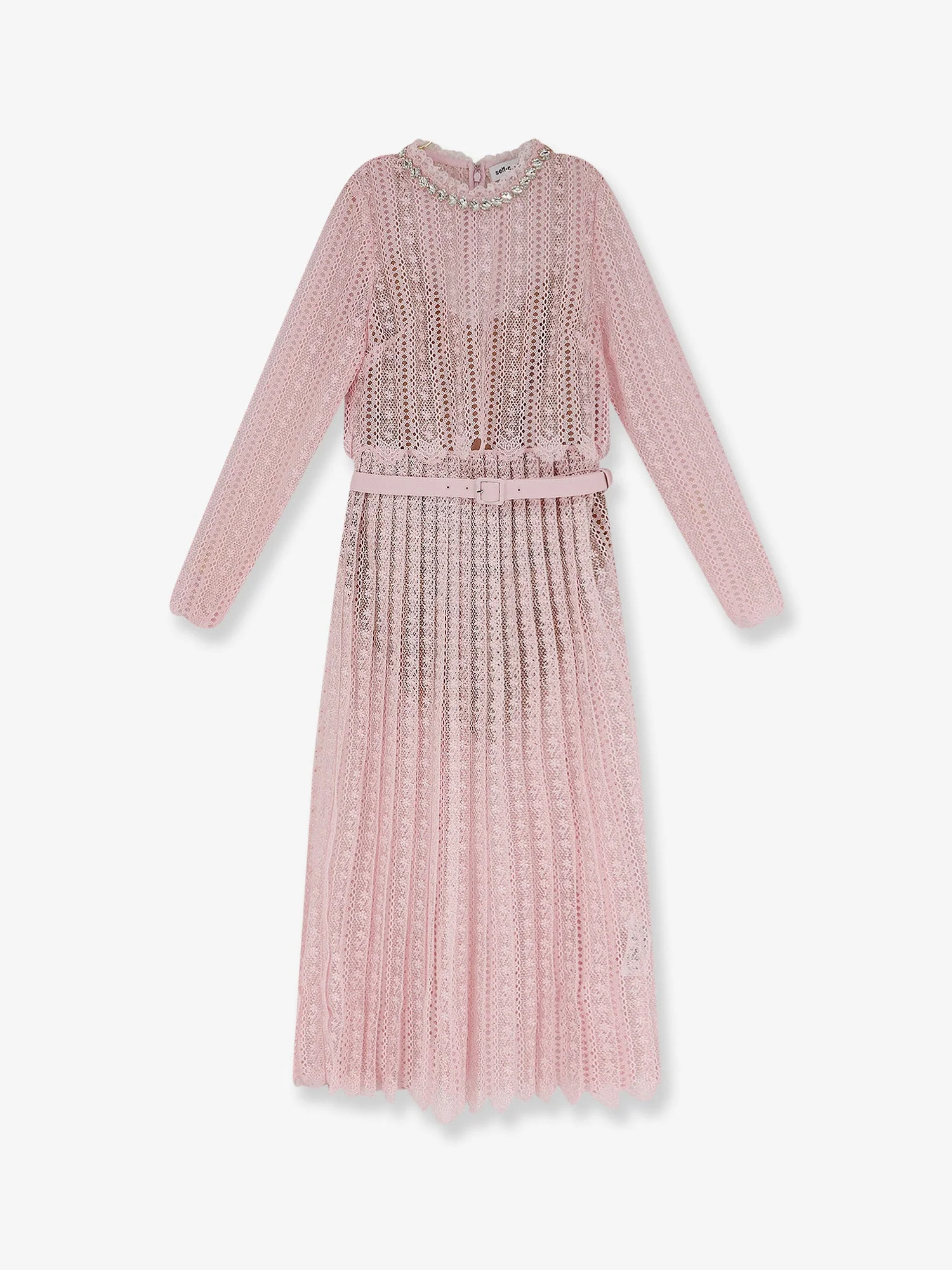 Self Portrait Lace Long Dress With Belt