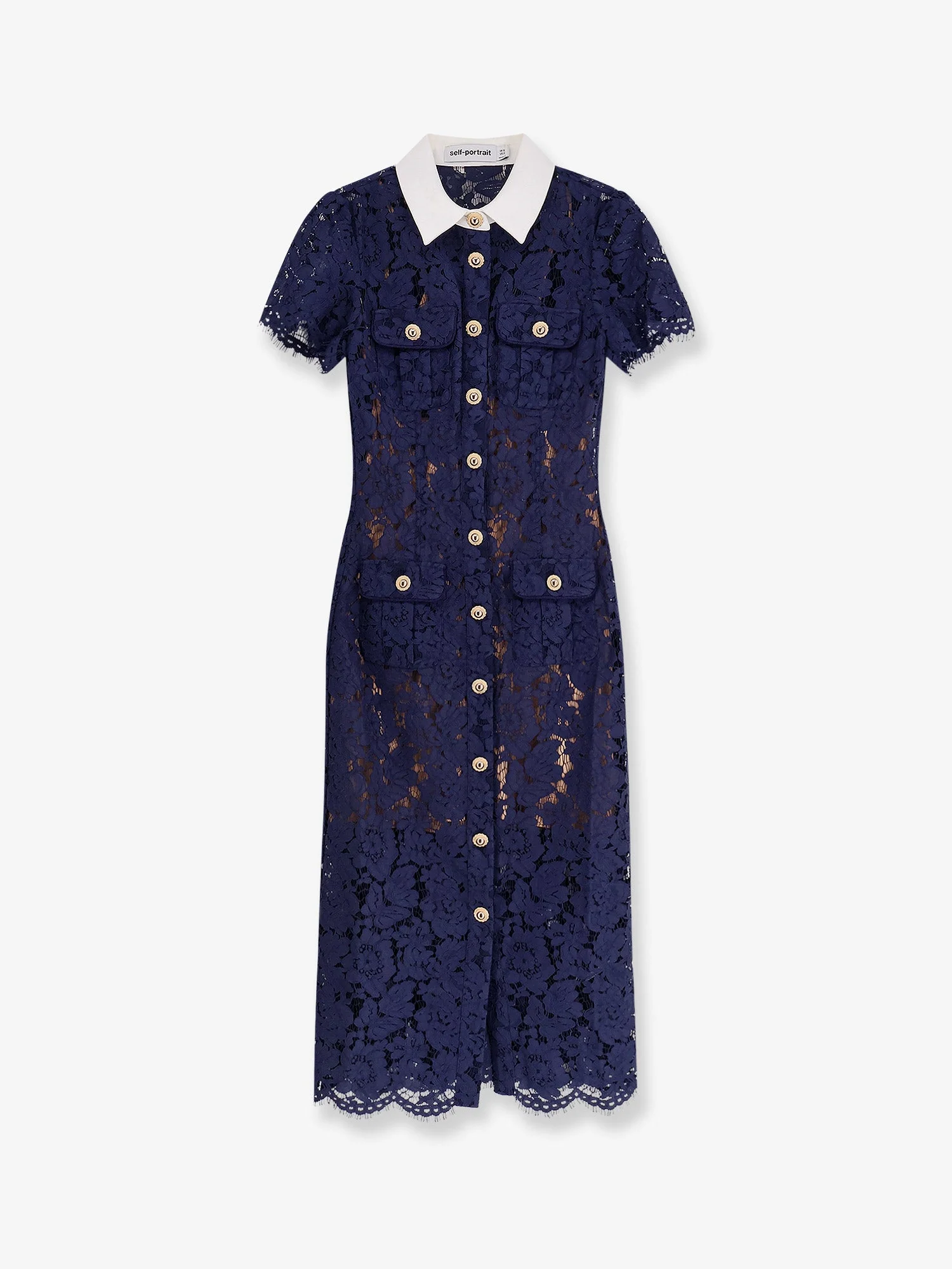 Self Portrait Lace Midi Dress With Jewel Button