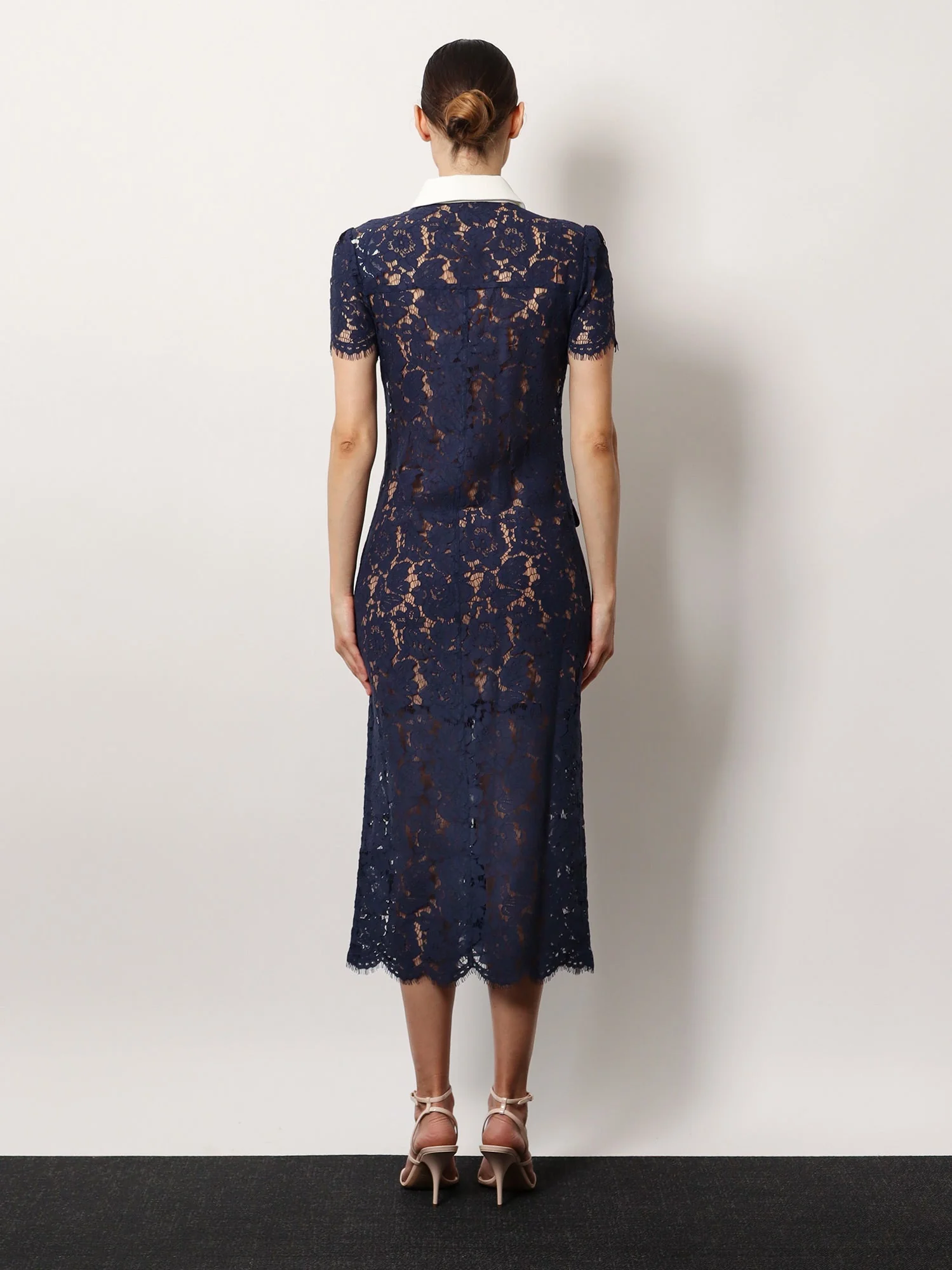 Self Portrait Lace Midi Dress With Jewel Button - Image 3