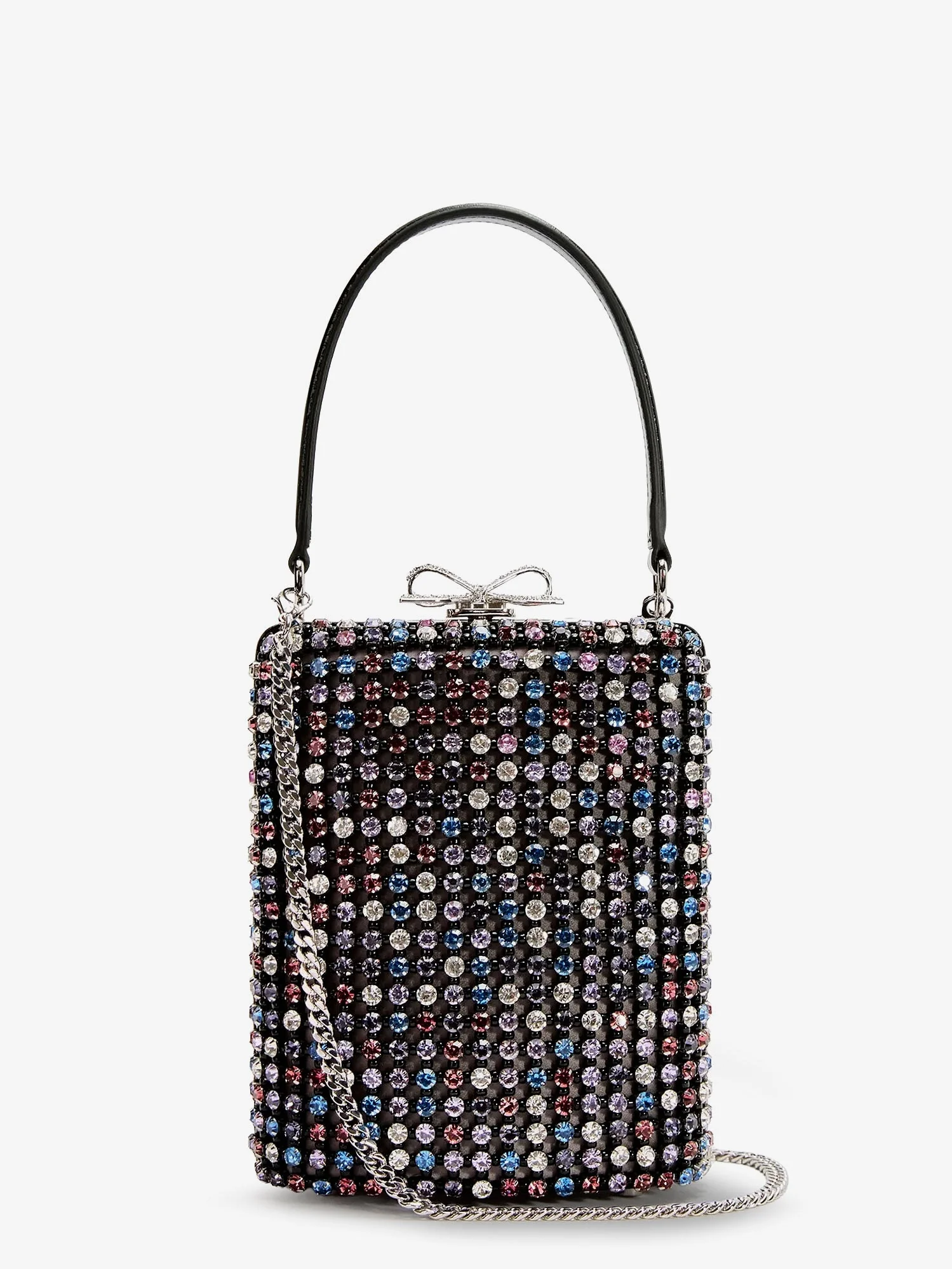 Self Portrait Leather Crossbody Bag With All-Over Crystals