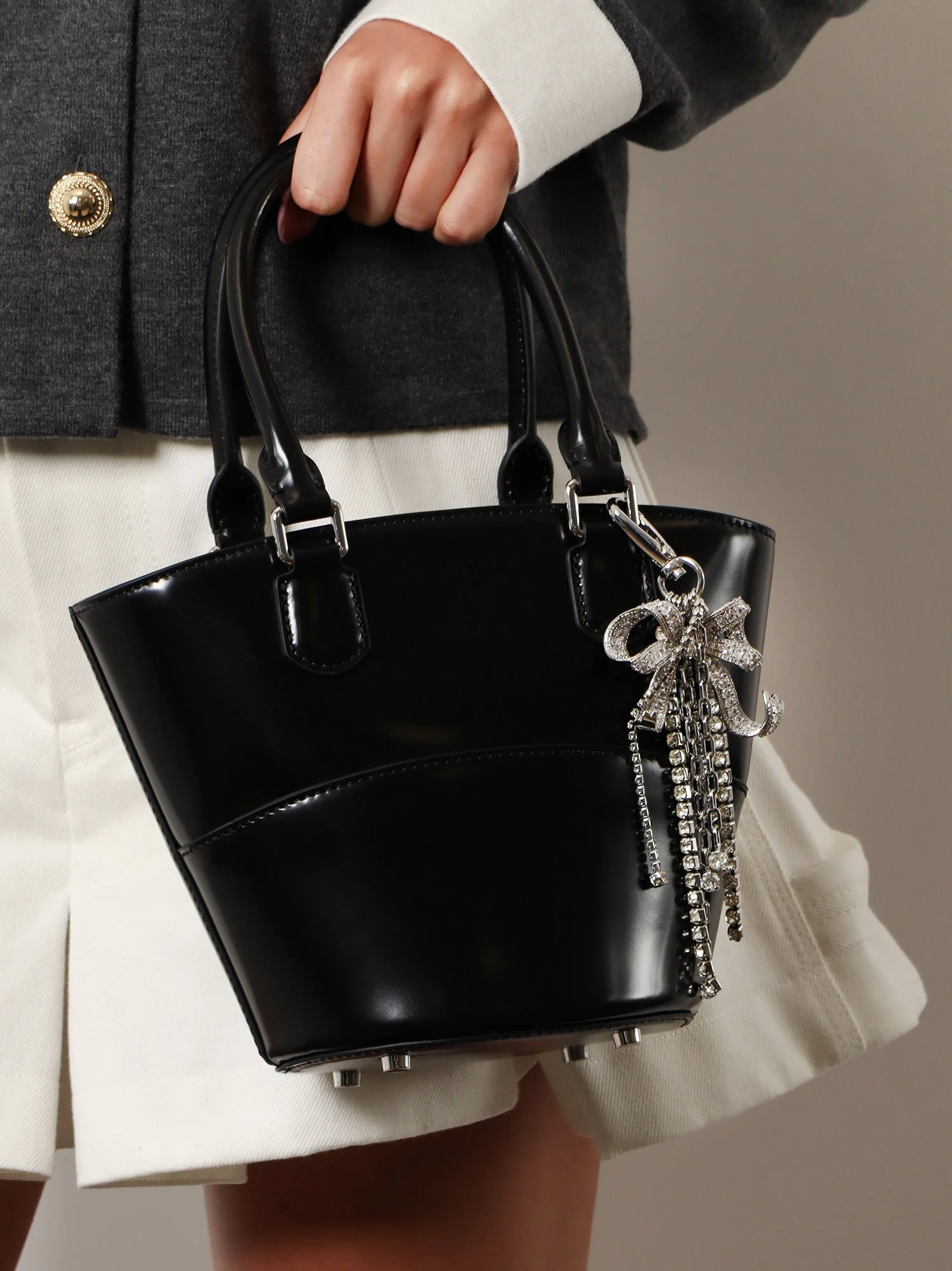 Self Portrait Leather Shoulder Bag With Charms - Image 2