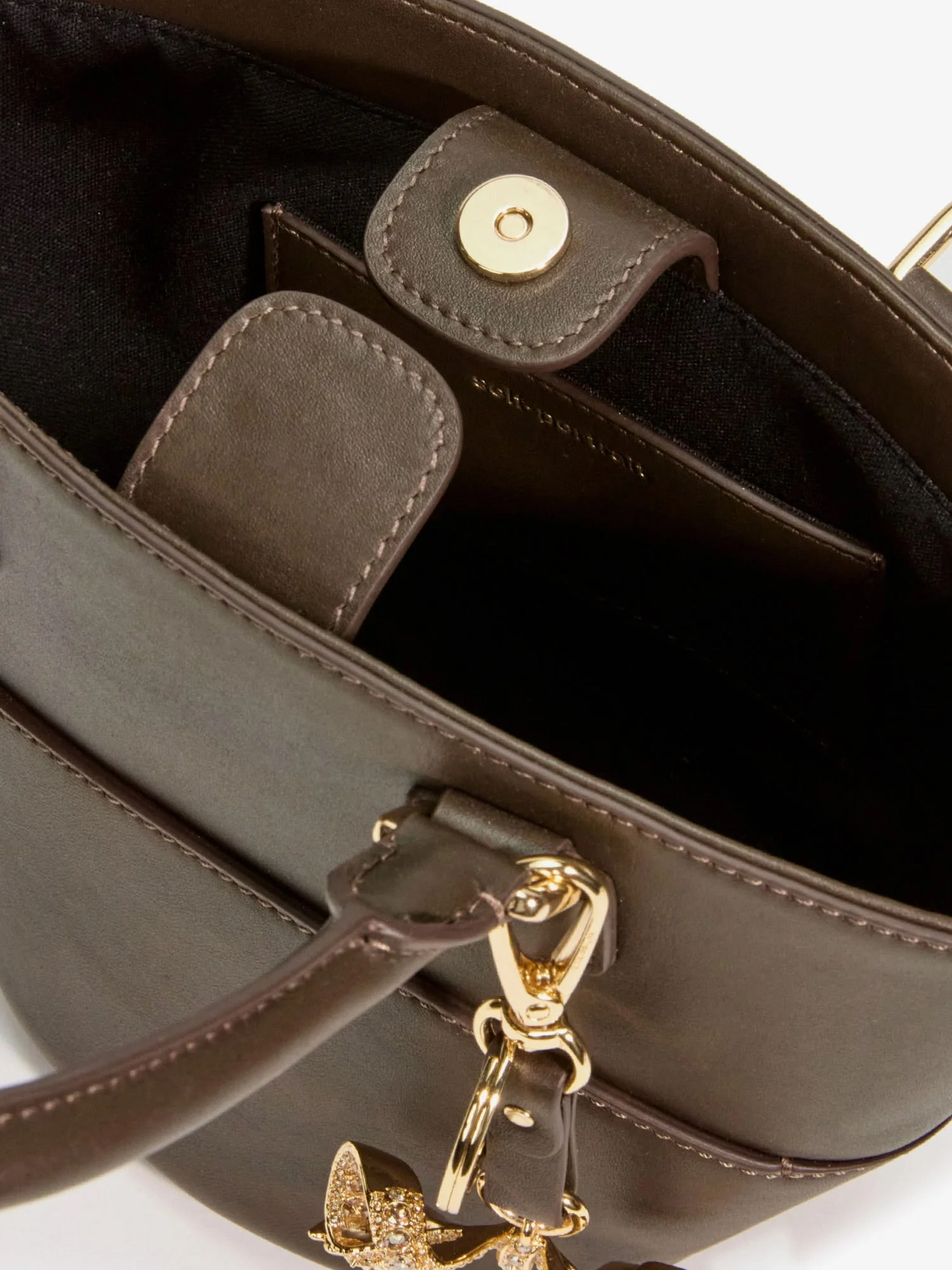 Self Portrait Leather Shoulder Bag With Iconic Charm - Image 4