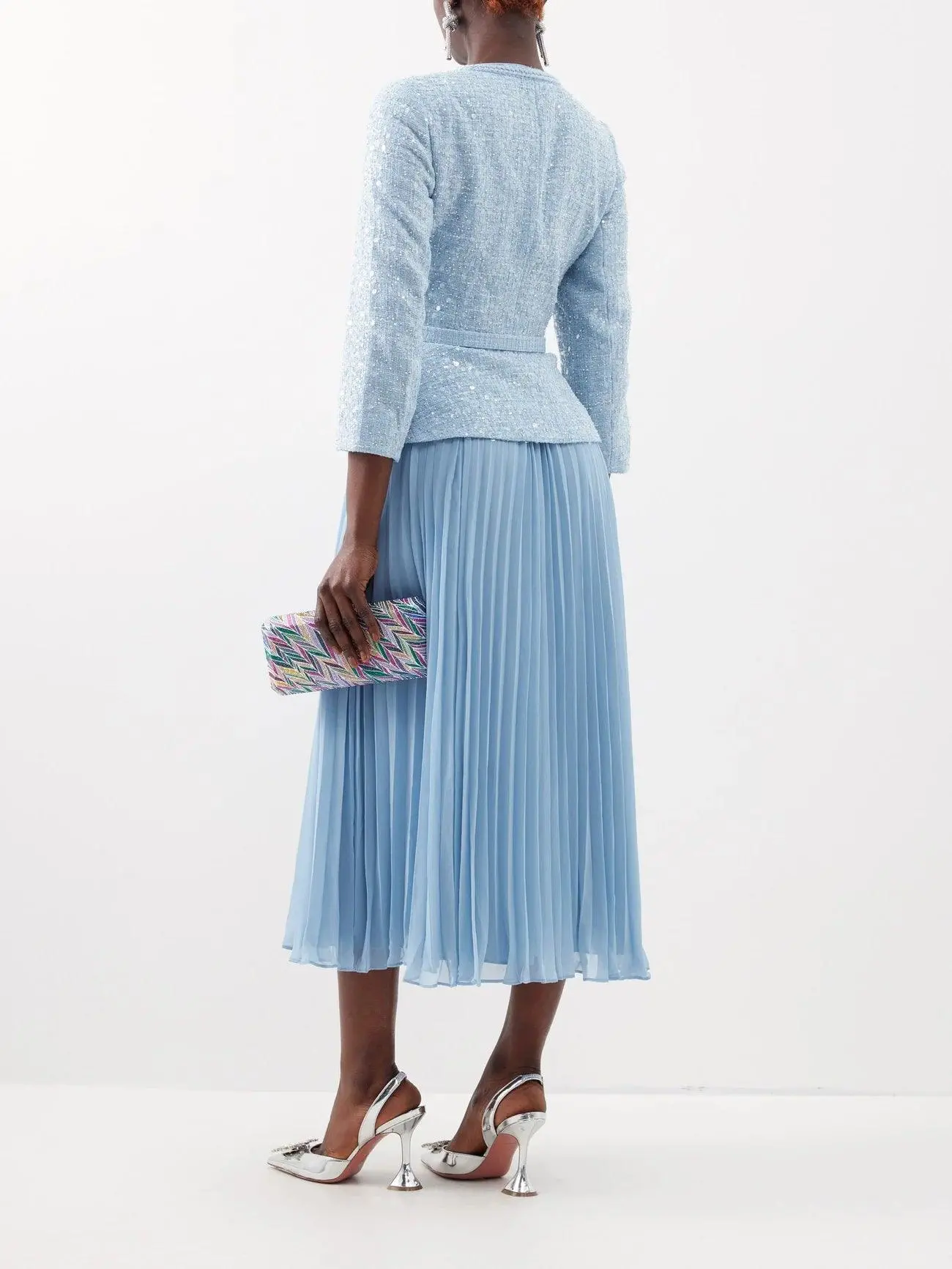 Self Portrait Midi Dress With Pleated Skirt - Image 3